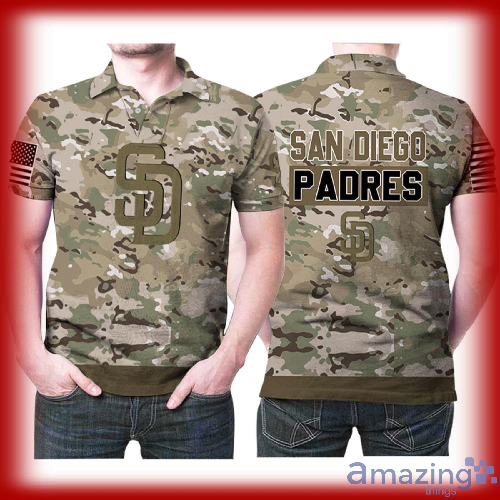 Art San Diego Padres Camouflage Veteran Us Flag Full Print Polo Shirt