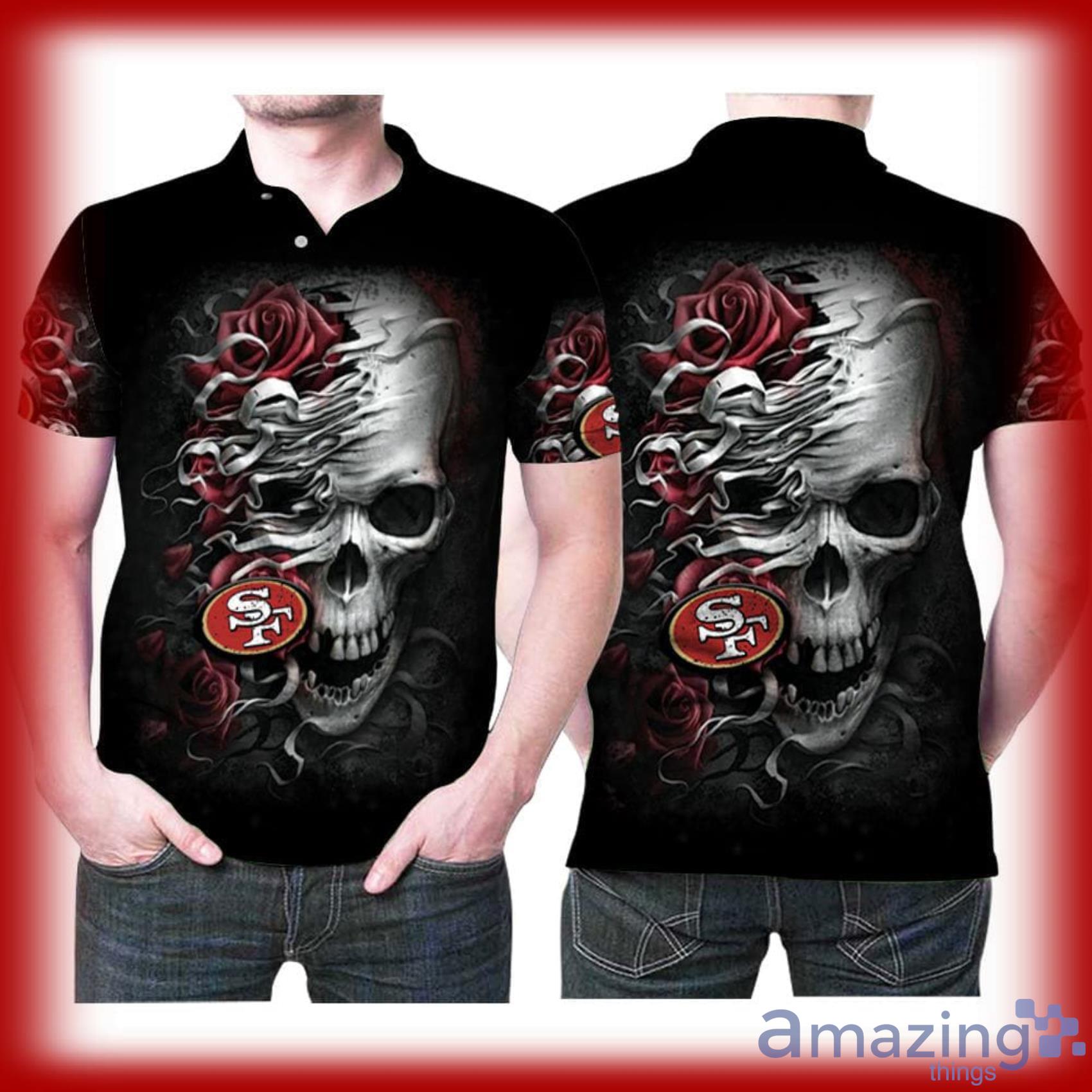 San Francisco 49ers Skull Flower For Fans Personalized Polo Shirts