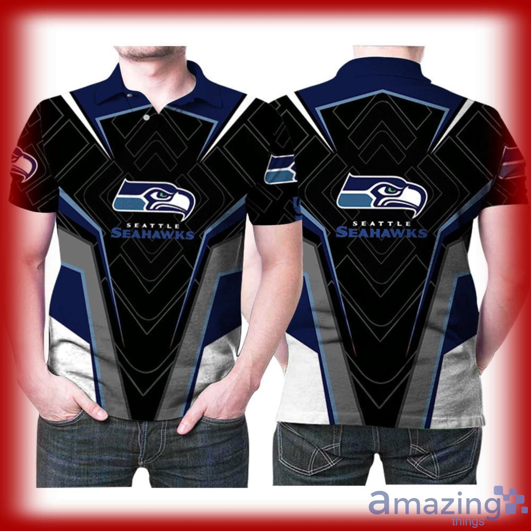 Art Seattle Seahawks All Over Full Print Polo Shirt Product Photo 1
