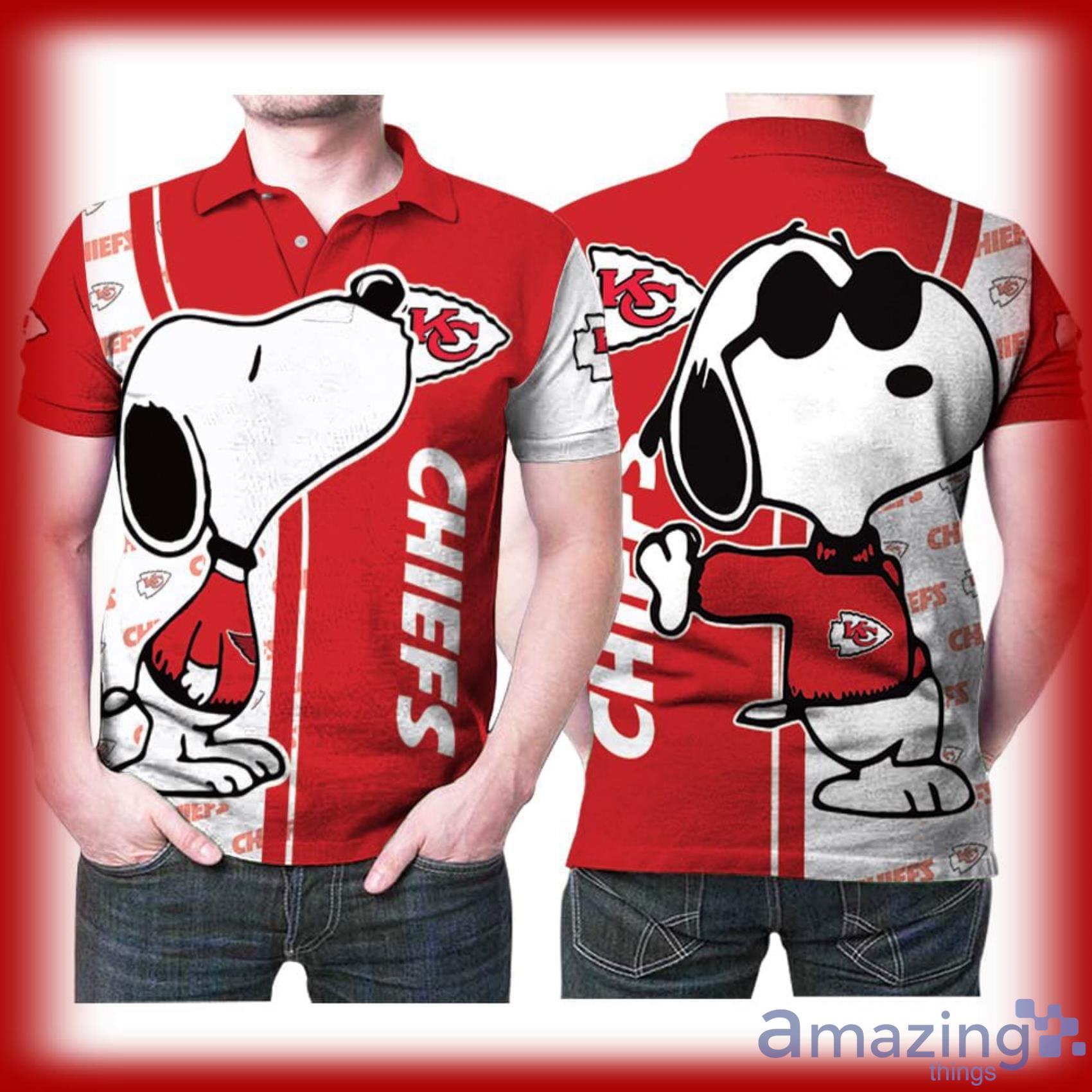 Art Snoopy Kiss Kansas City Chiefs Logo Full Print Polo Shirt Product Photo 1