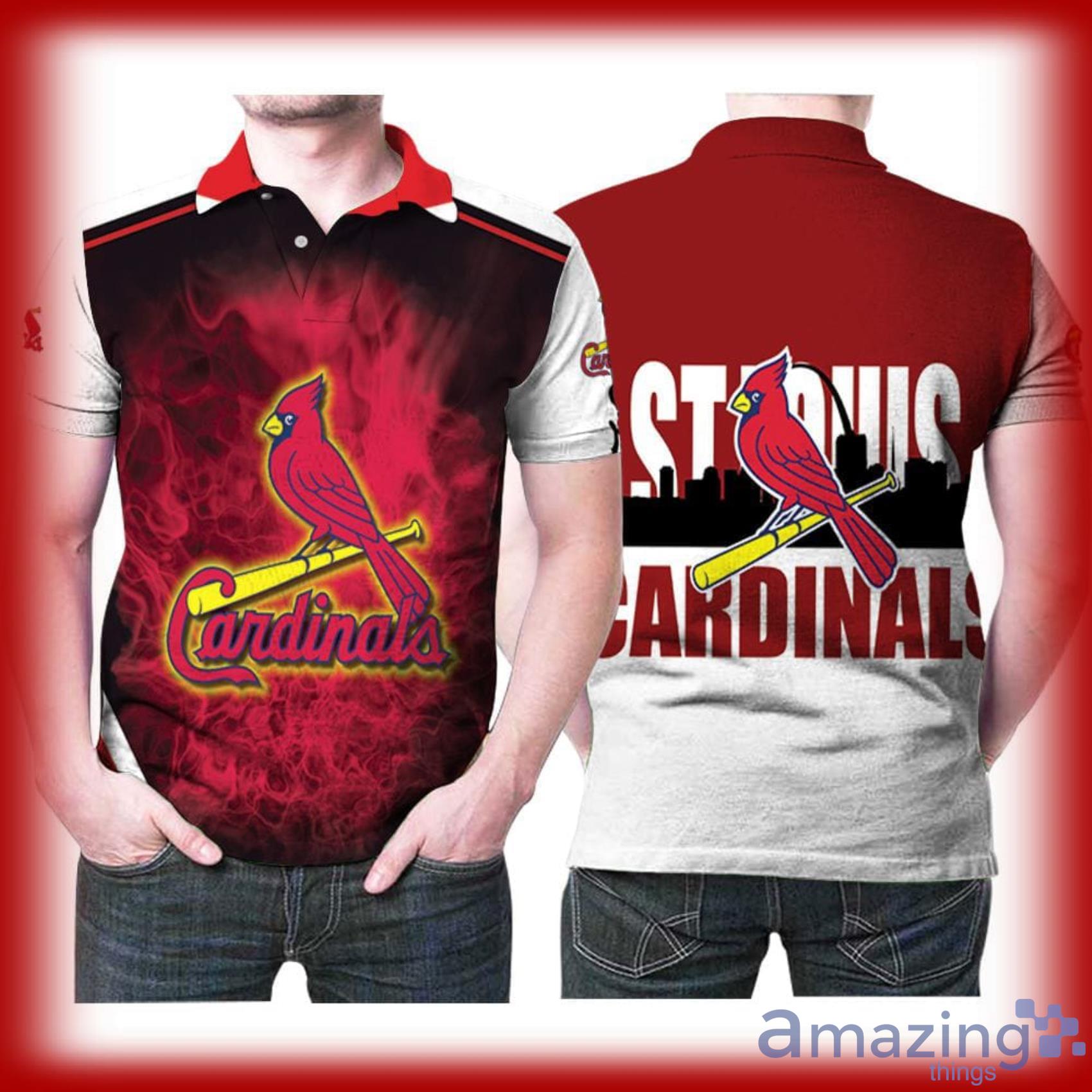 Art St Louis Cardinals MLB Baseball Team Logo Pattern Full Print Polo Shirt