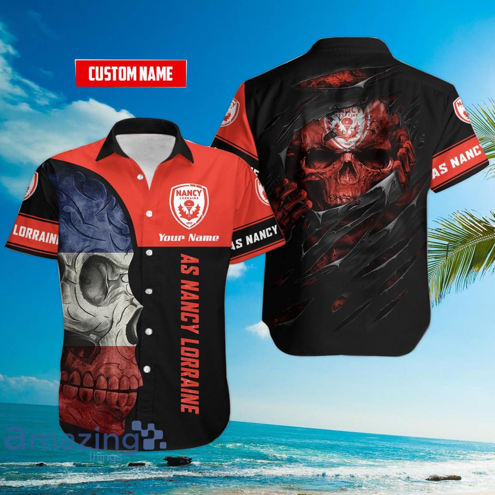 AS Nancy Lorraine Flag Skull Custom Name 3D Hawaiian Shirt For Fans Product Photo 1 AS Nancy Lorraine Flag Skull Custom Name 3D Hawaiian Shirt For Fans Product Photo 1