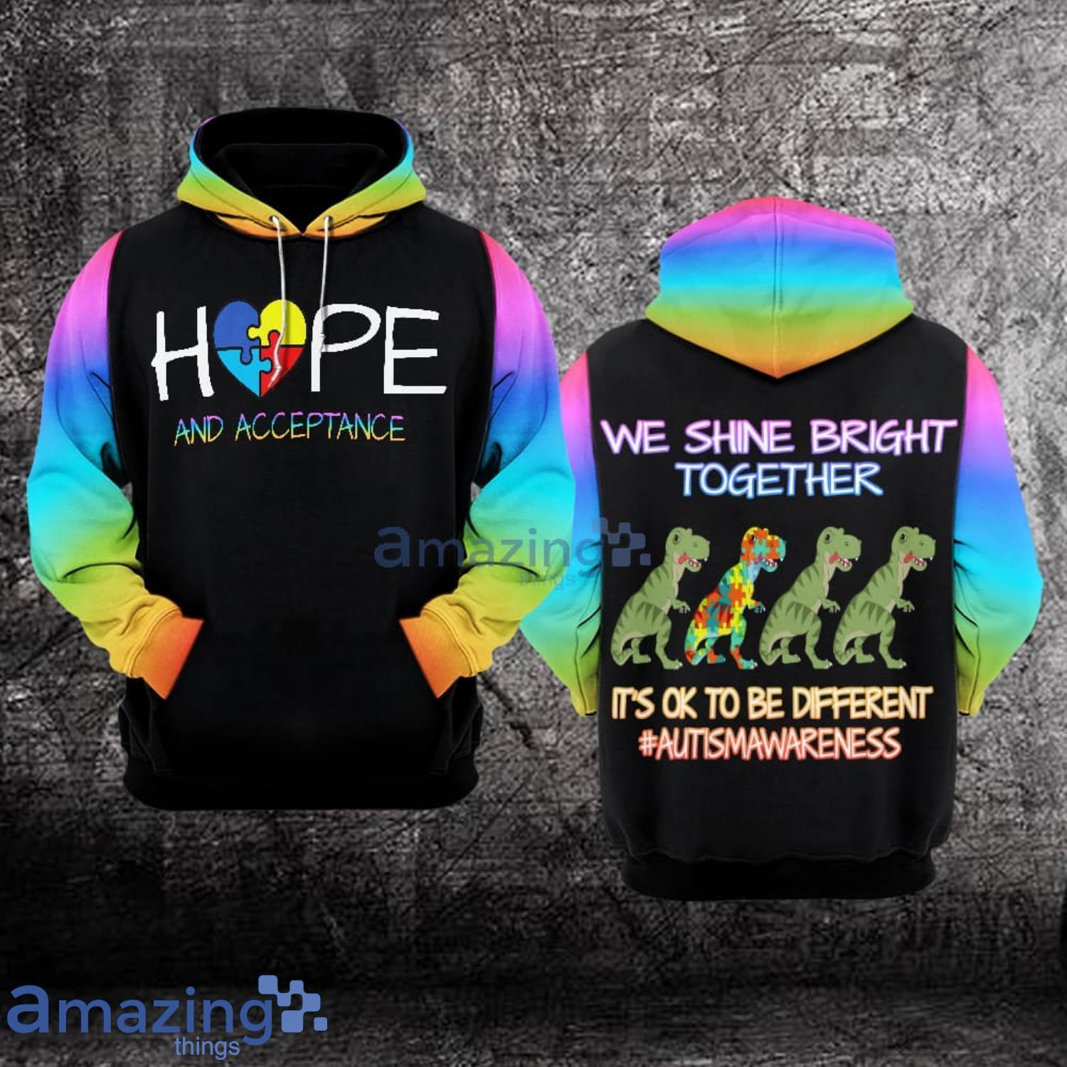 Autism Awareness We Shine Bright Together It’s Ok To Be Different All Over Print 3D Hoodie Product Photo 1