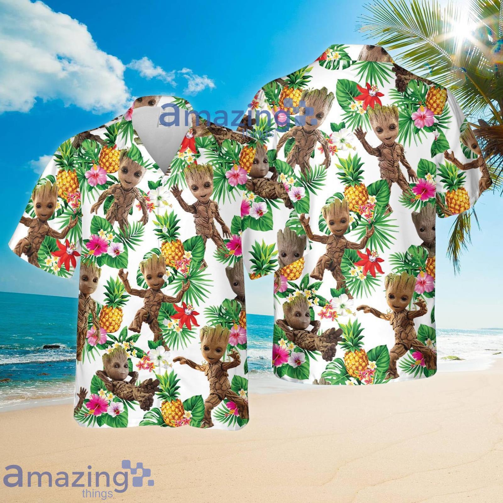 Baby Groot White Hawaii Style Pineapple Tropical Flower Combo Hawaiian Shirt And Shorts Product Photo 1