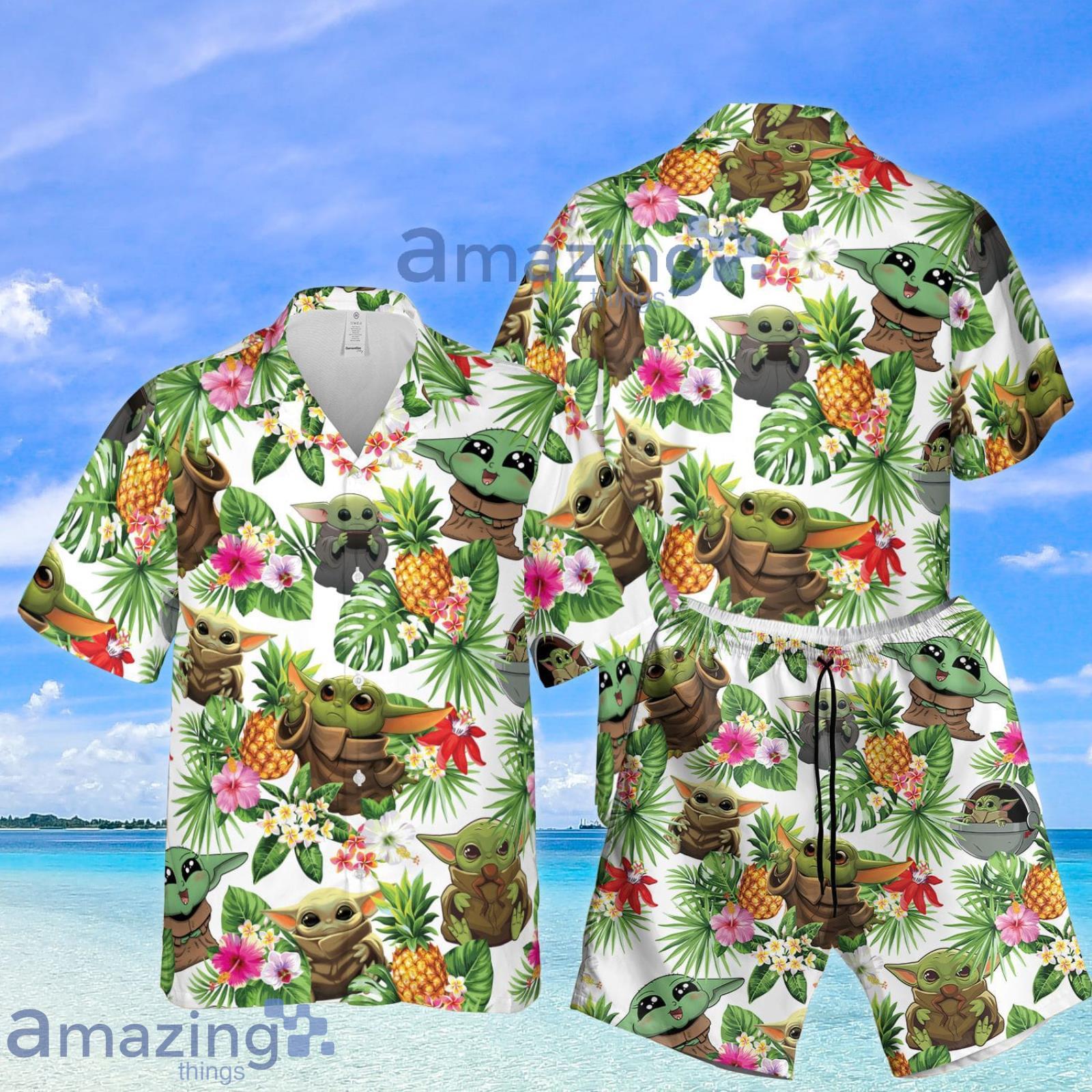 Baby Yoda Pineapple Tropical Flower Summer Set Hawaiian Shirt And Shorts Product Photo 1