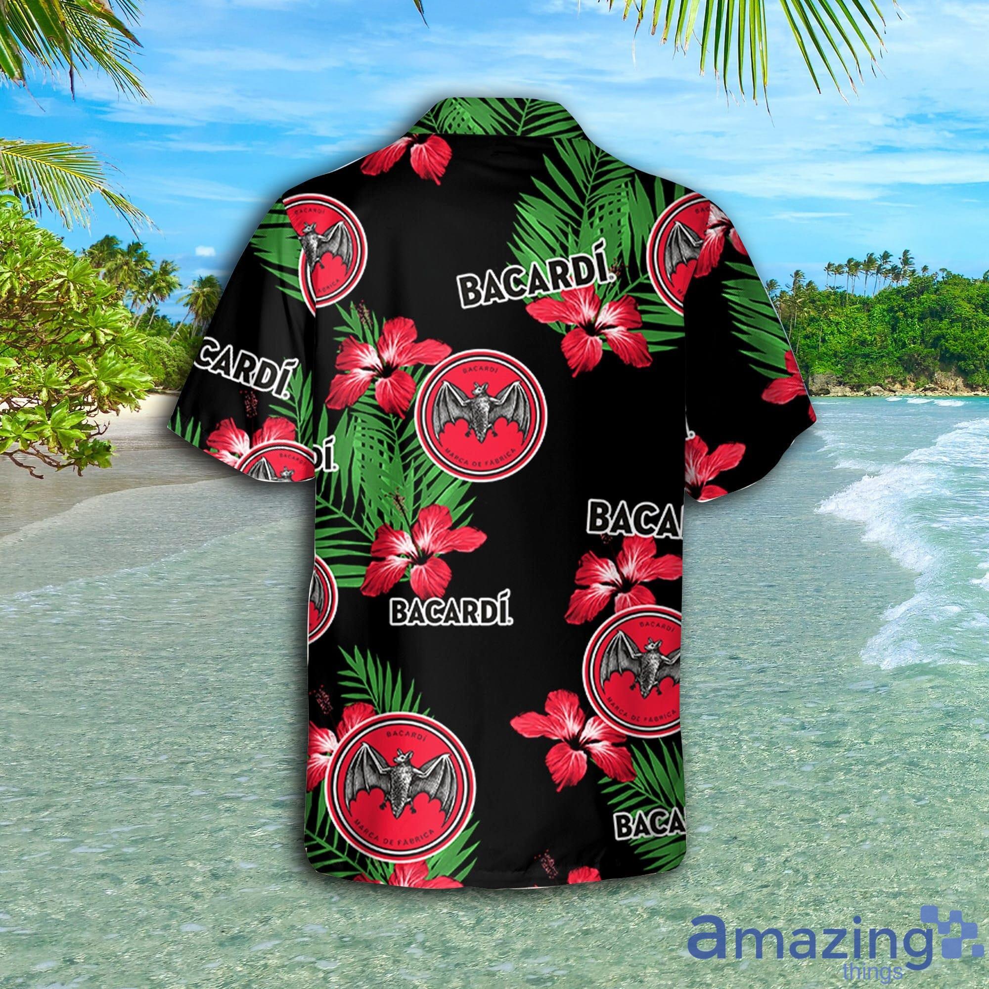 Bacardi Hawaiian Hibiscus Flower Pattern,Tropical Beach Shirt