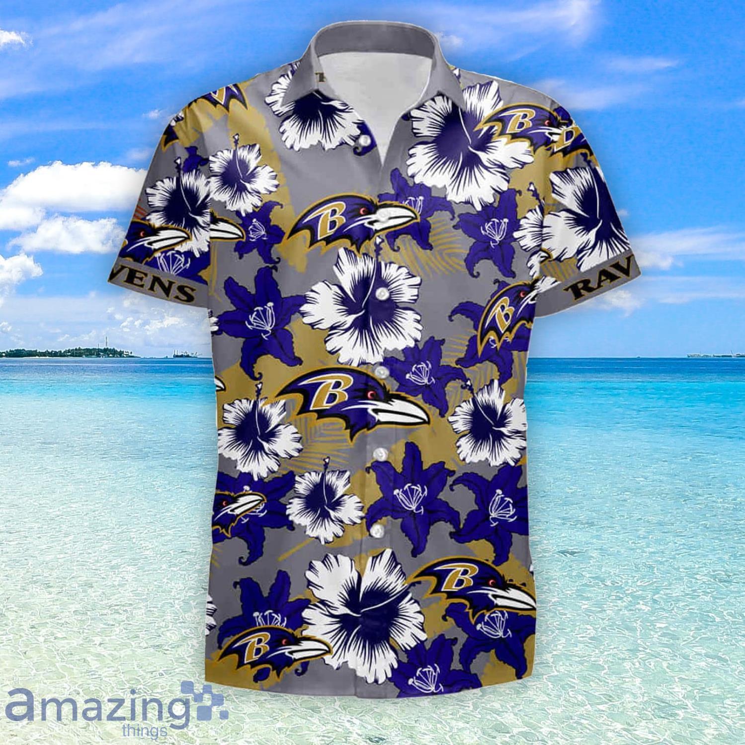 Baltimore Ravens Tropical Flower Summer Hawaiian Shirt And Short