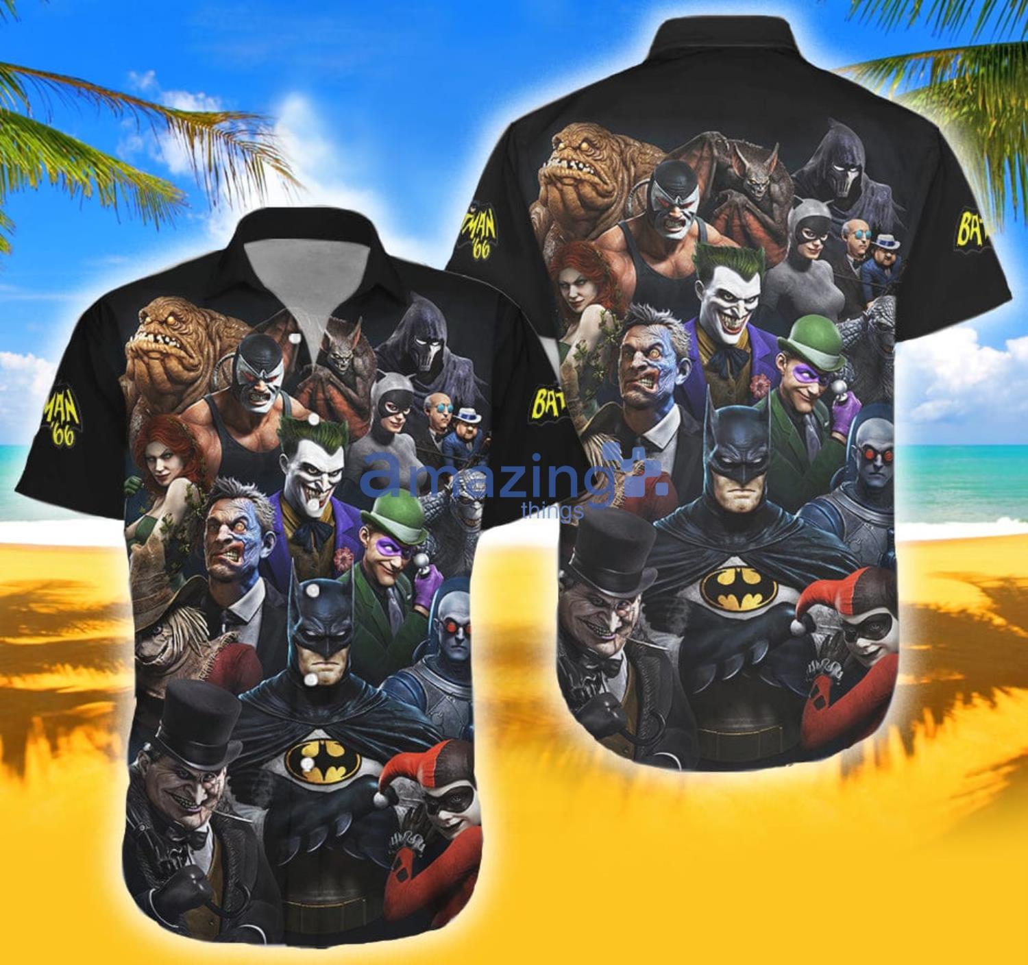 Batman with Villains Tropical Aloha Combo Hawaiian Shirt And Shorts Gift For Summer image Batman with Villains Tropical Aloha Combo Hawaiian Shirt And Shorts Gift For Summer Product Photo 3
