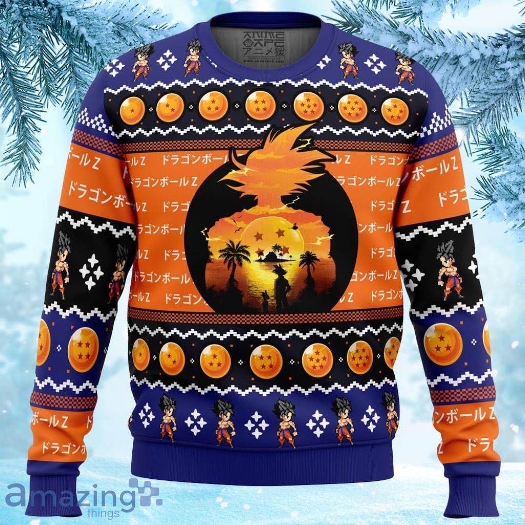 Beautiful Sunset Dragon Ball Z Ugly Christmas Sweater 3D - Beautiful Sunset Dragon Ball Z Ugly Christmas Sweater