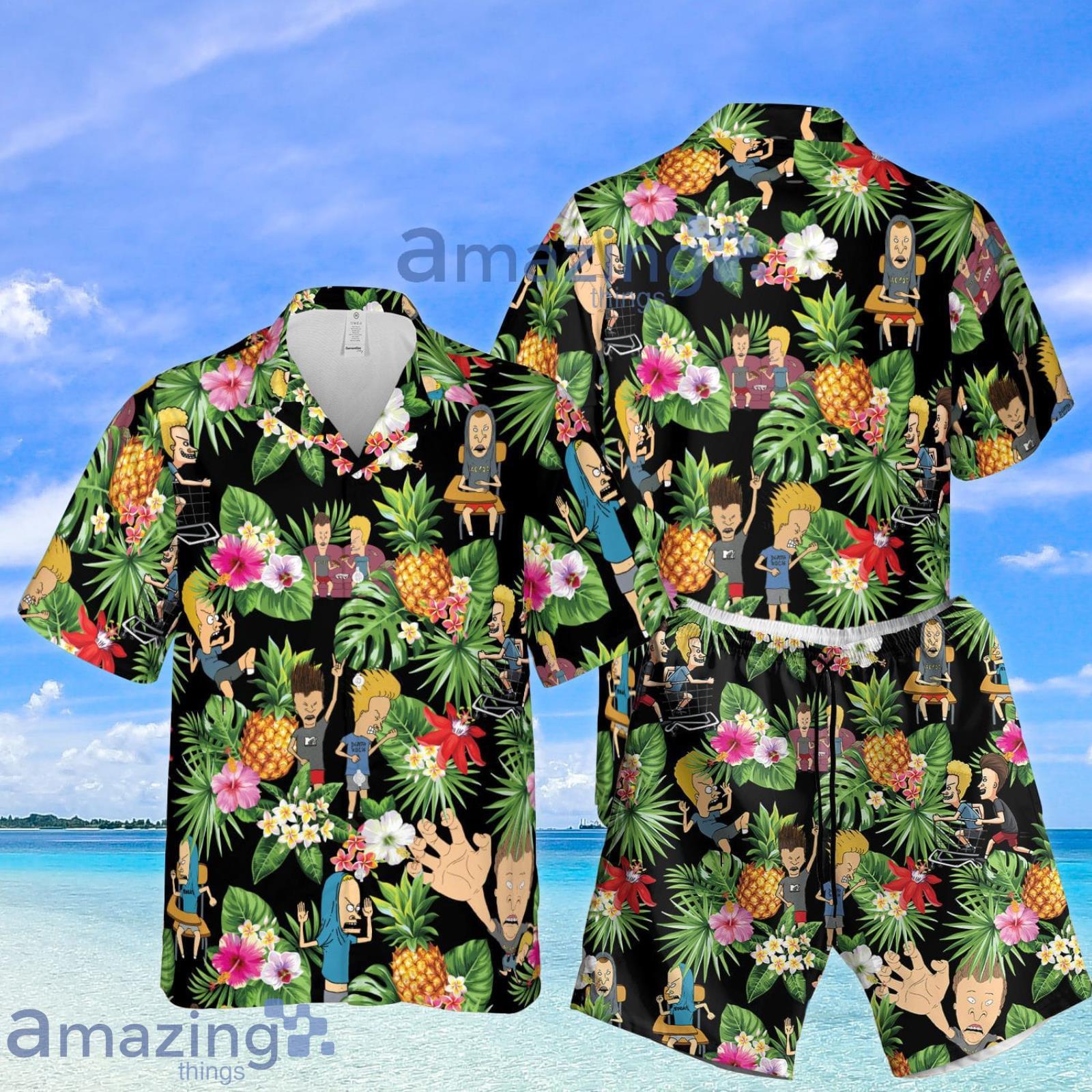 Beavis and Butt-Head Hawaii Style Pineapple Tropical Aloha Summer Set Hawaiian Shirt And Shorts Product Photo 1
