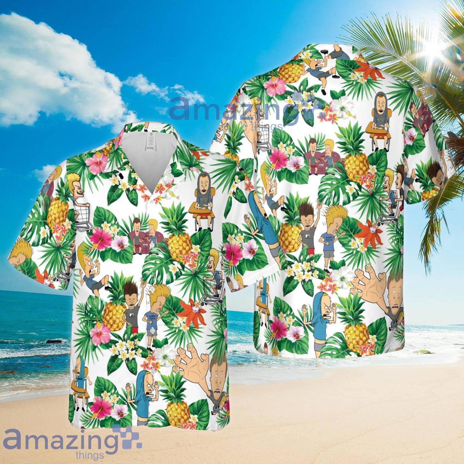 Beavis and Butt Head Pineapple Tropical Aloha Beach Summer Set Hawaiian Shirt And Shorts image Beavis and Butt-Head Pineapple Tropical Aloha Beach Summer Set Hawaiian Shirt And Shorts Product Photo 2