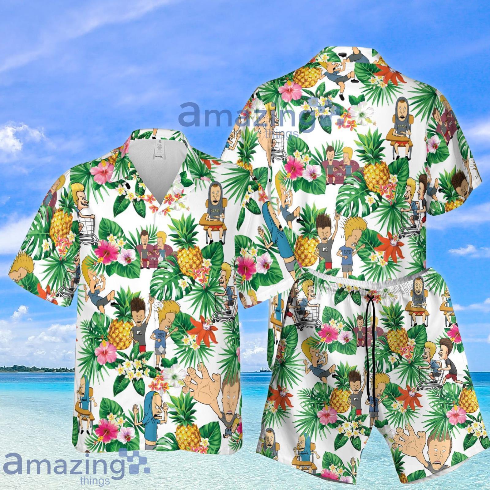 Beavis and Butt-Head Pineapple Tropical Aloha Beach Summer Set Hawaiian Shirt And Shorts Product Photo 1