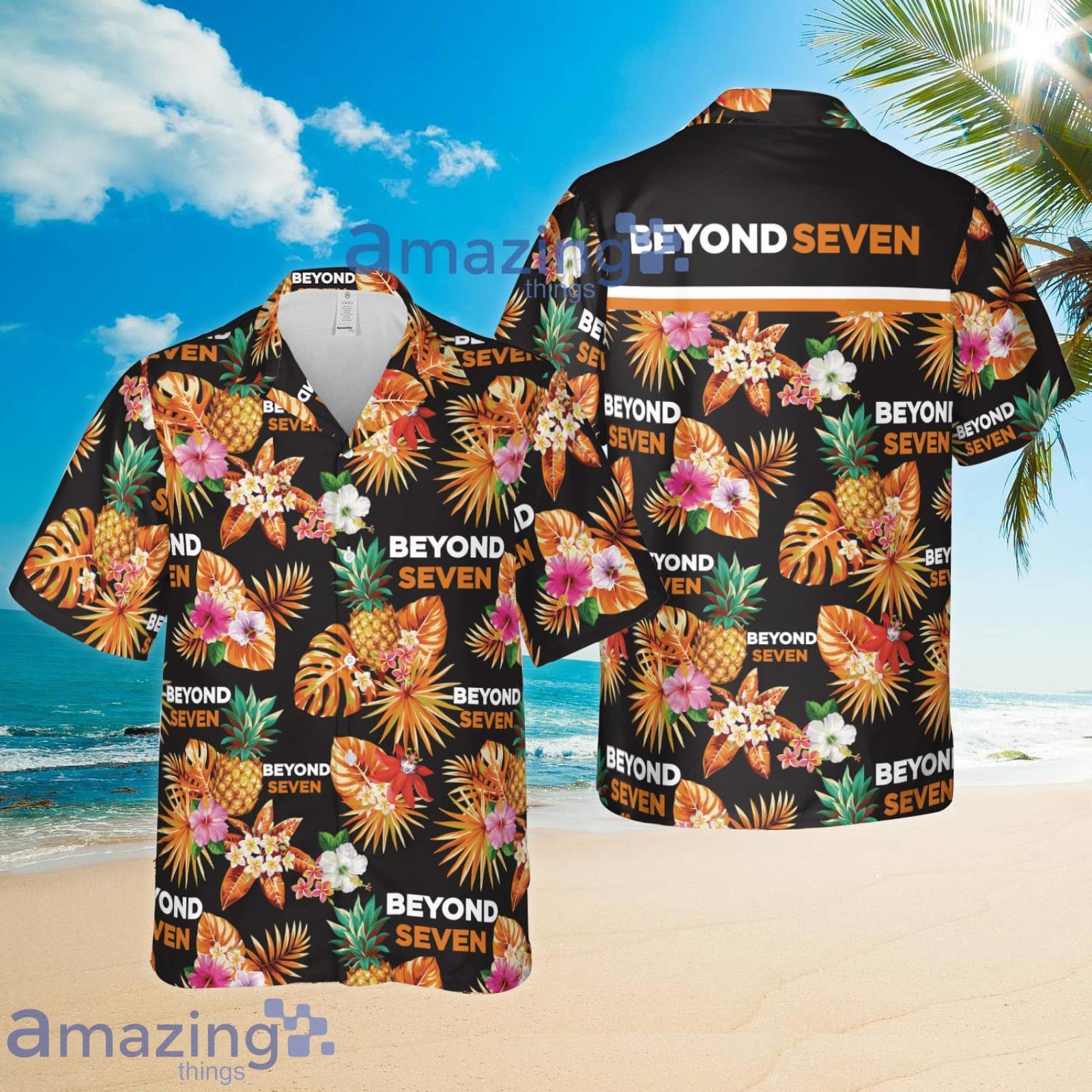 Beyond Seven Condoms Pineapple Tropical Flower Combo Hawaiian Shirt And Shorts Product Photo 1