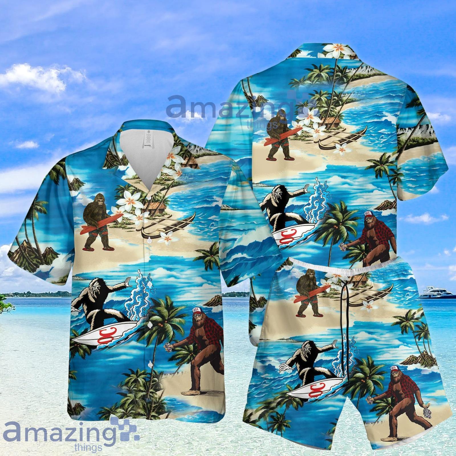 Bigfoot Summer Set Hawaiian Shirt And Shorts Product Photo 1
