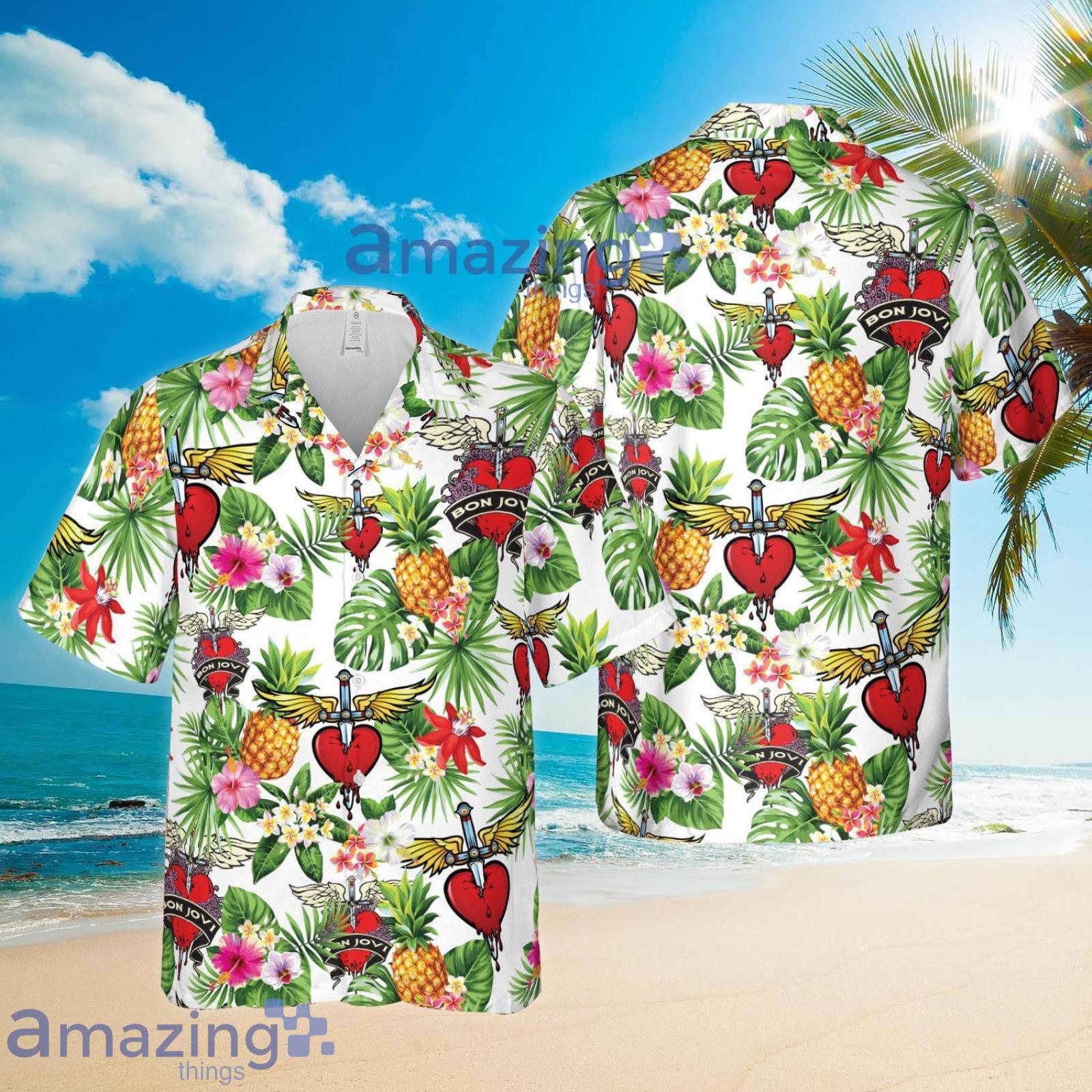 BJ83 Hard Rock Fans Pineapple Tropical Flower Combo Hawaiian Shirt And Shorts Product Photo 1