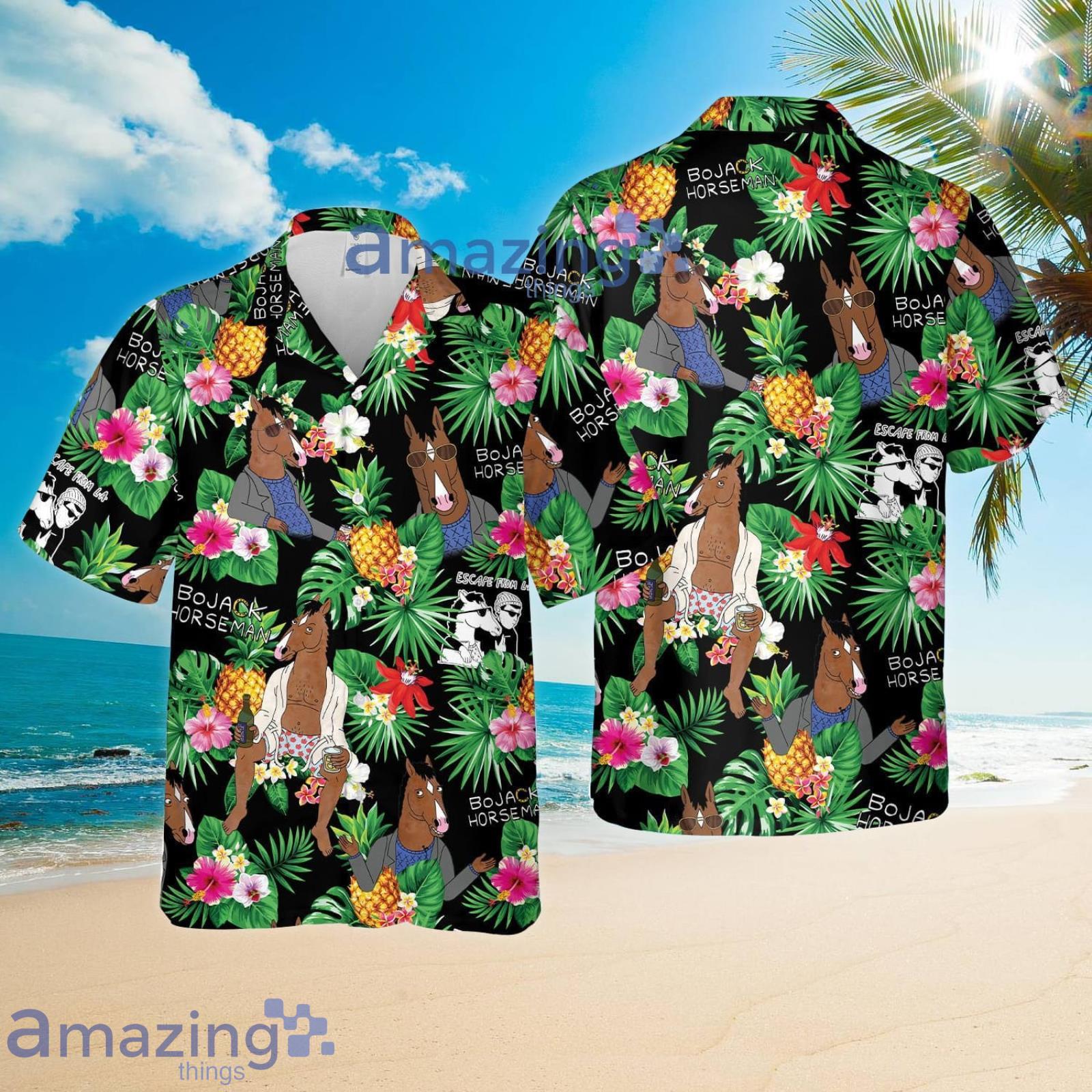 BJH Hawaii Style Pineapple Tropical Flower Summer Set Hawaiian Shirt And Shorts Product Photo 1