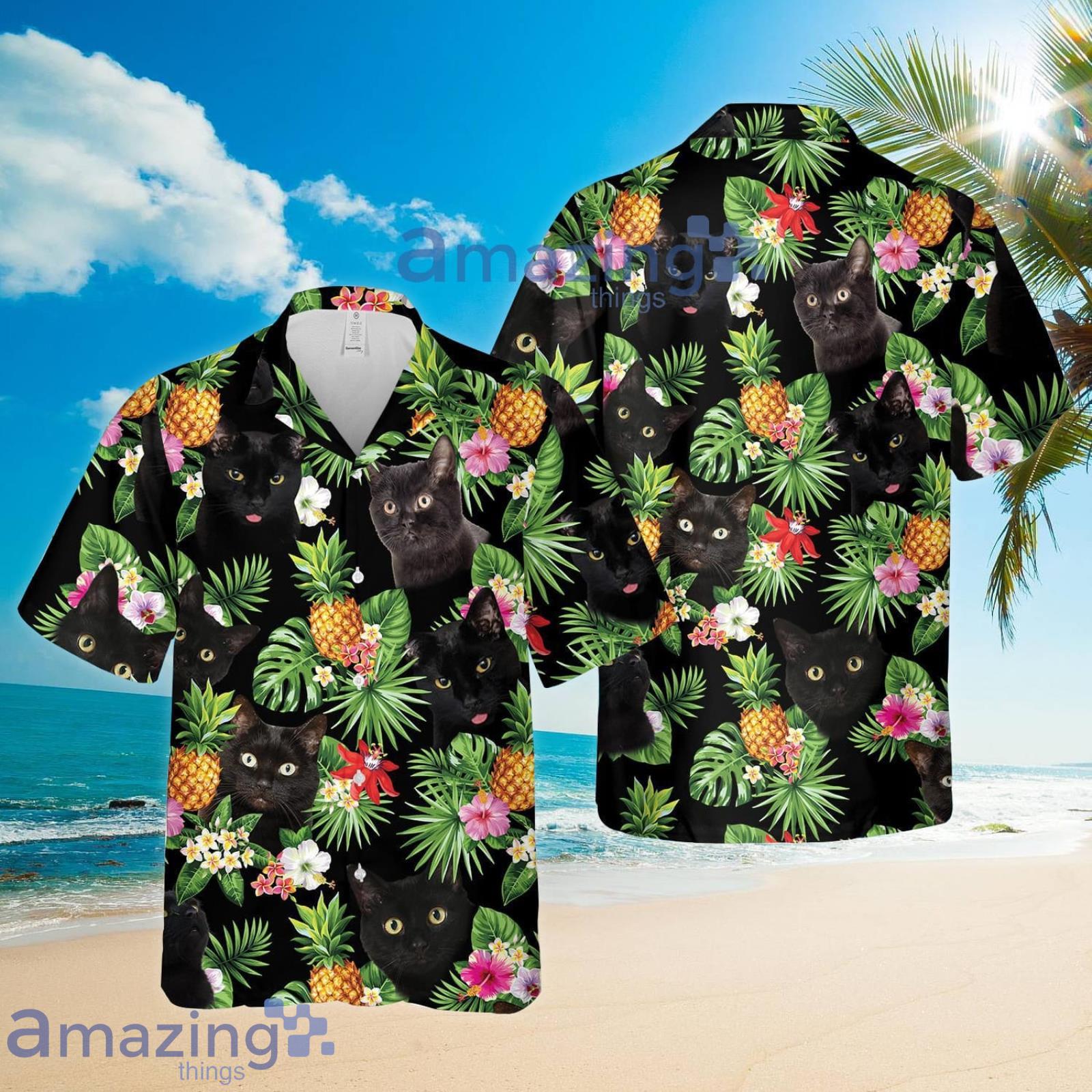 Black Cats Pineapple Tropical Aloha Summer Set Hawaiian Shirt And Shorts Product Photo 1
