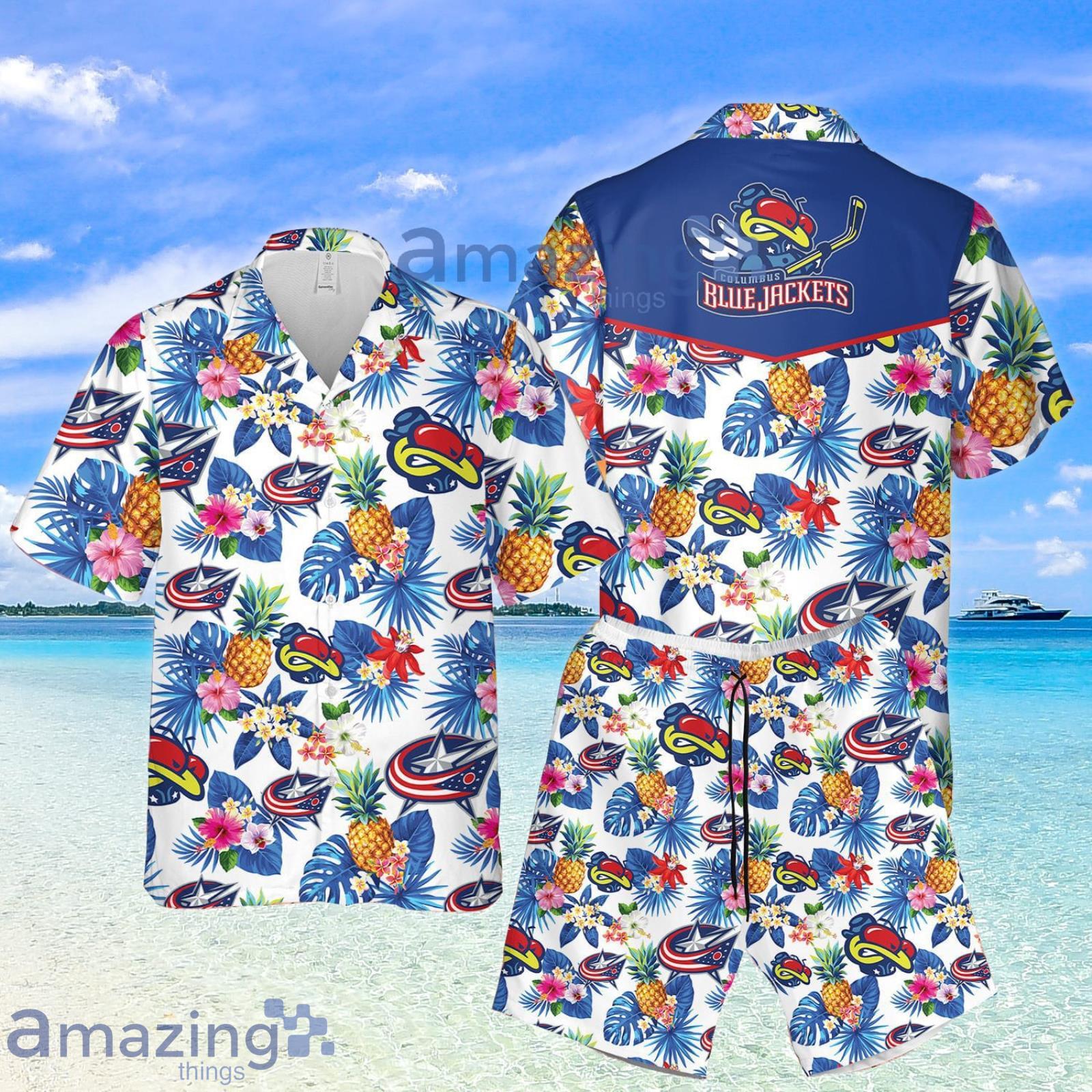 Blue Jackets Pineapple Tropical Aloha Summer Gift Hawaiian Shirt And Shorts Product Photo 1