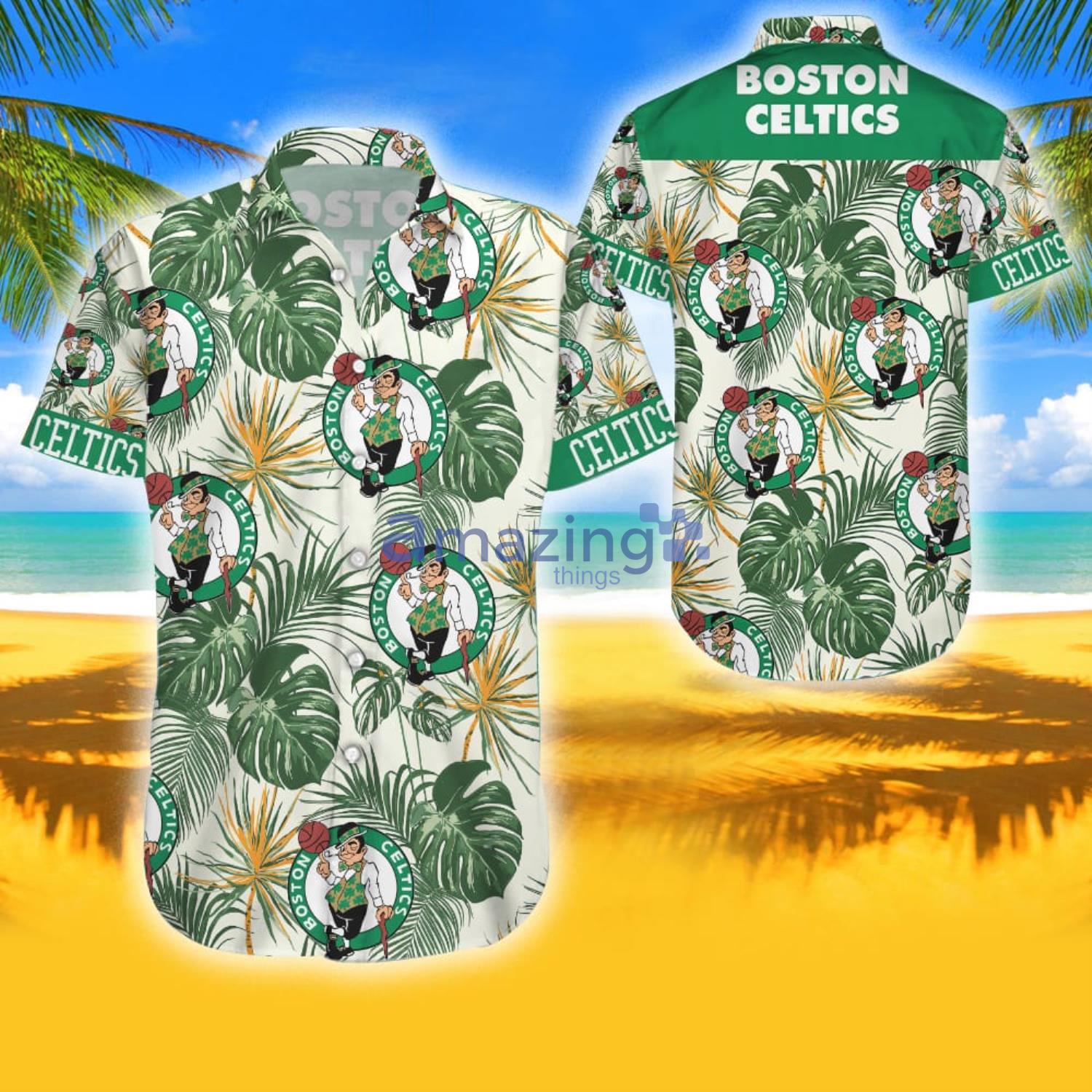Boston Celtics Tropical Flower Short Sleeve Tropical Aloha Combo Hawaiian Shirt And Shorts Gift For Summer Product Photo 1