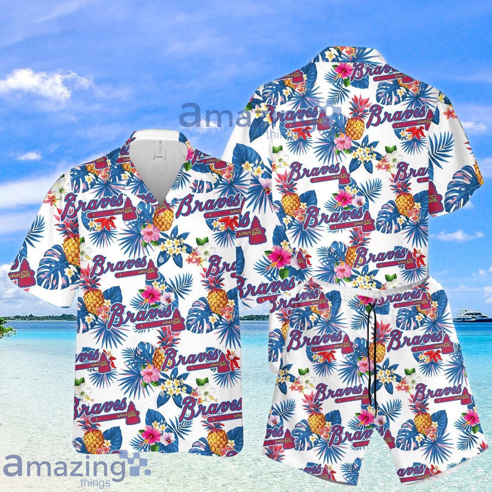 Braves Pineapple Tropical Aloha  Summer Set Hawaiian Shirt And Shorts Product Photo 1