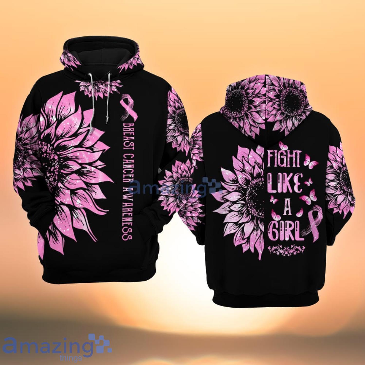 Breast Cancer Awareness Fight Like A Girl Sunflower All Over Print 3D Hoodie Product Photo 1