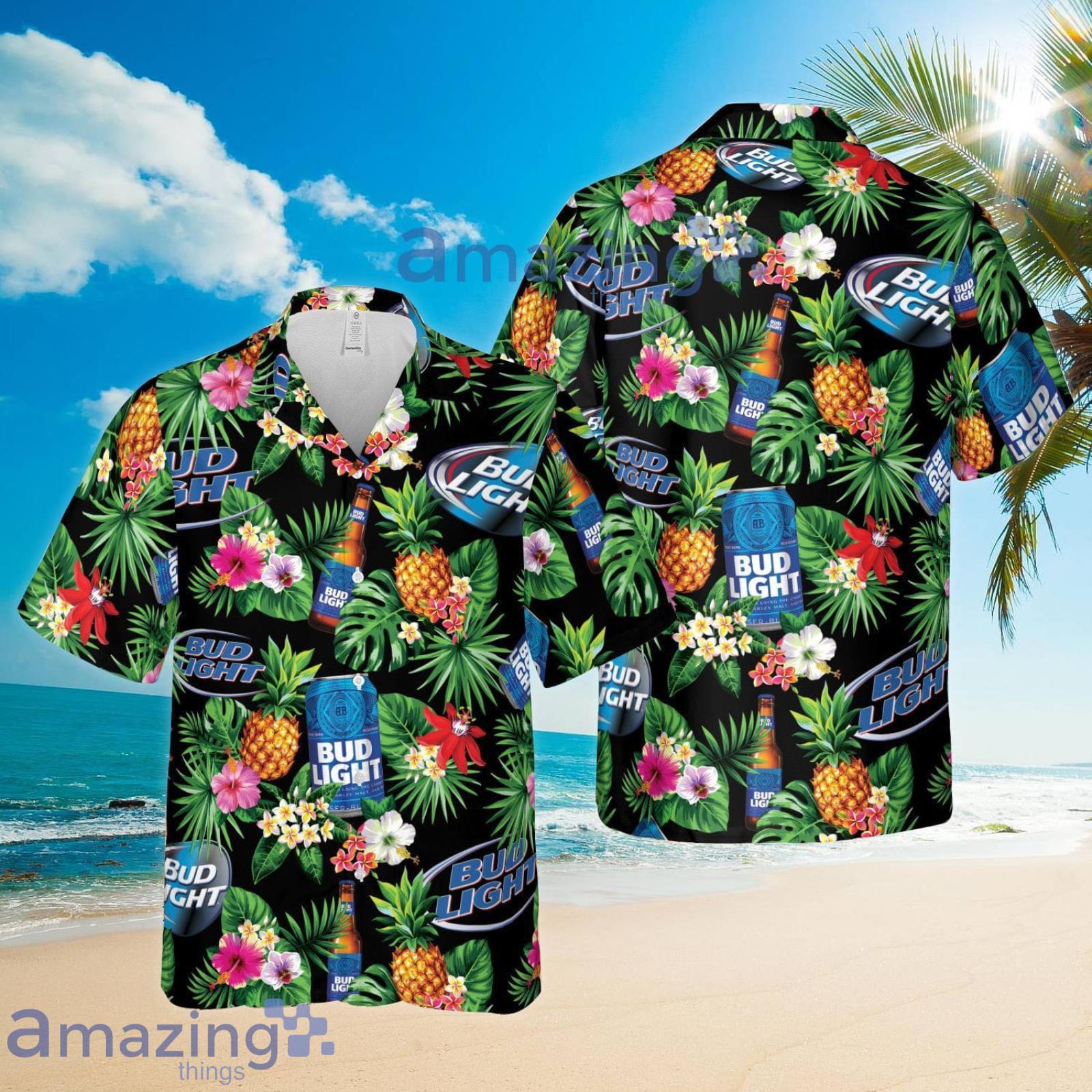 Bud Light Pineapple Tropical Aloha Summer Set Green Hawaiian Shirt And Shorts Product Photo 1