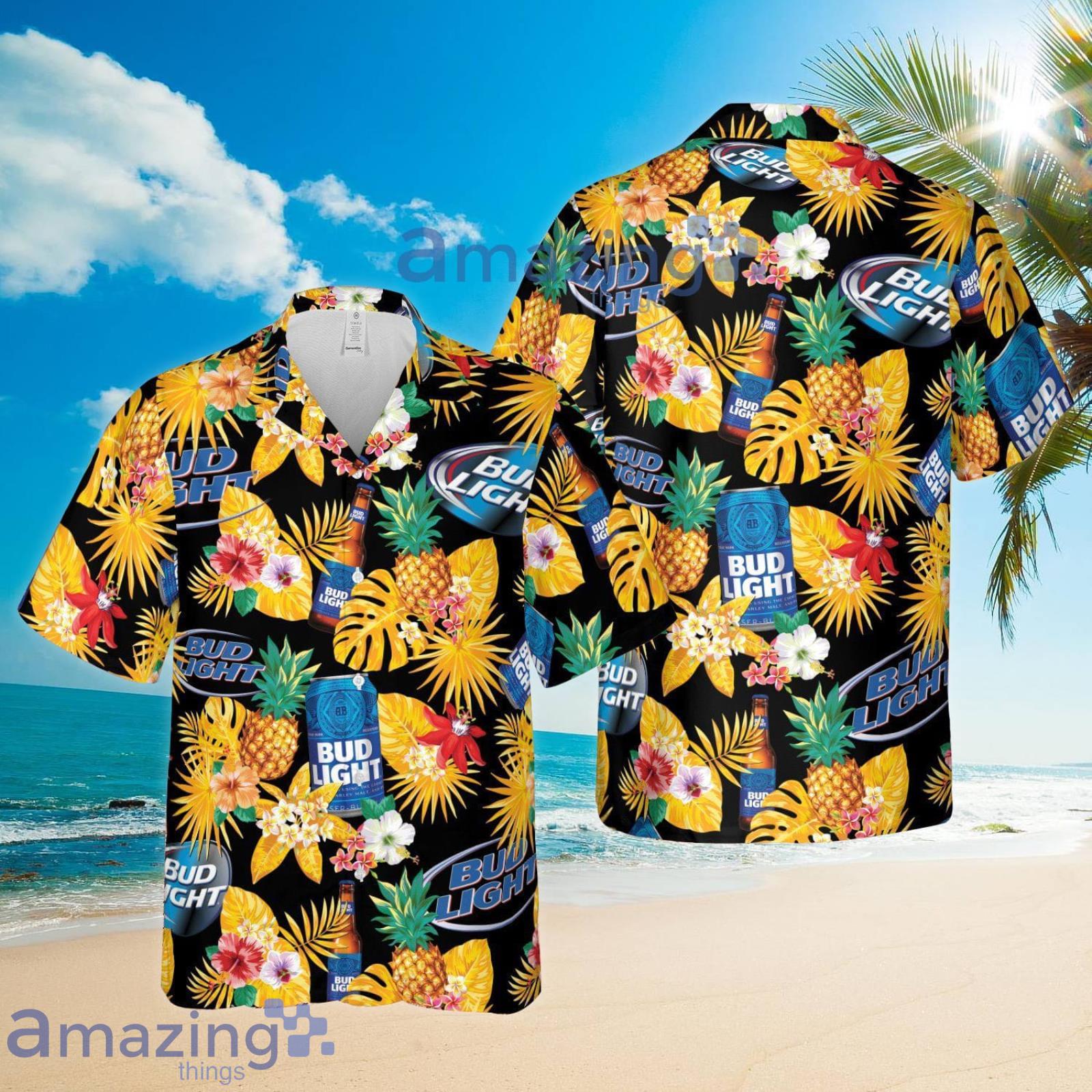 Bud Light Pineapple Tropical Aloha Summer Set Yellow Hawaiian Shirt And Shorts Product Photo 1