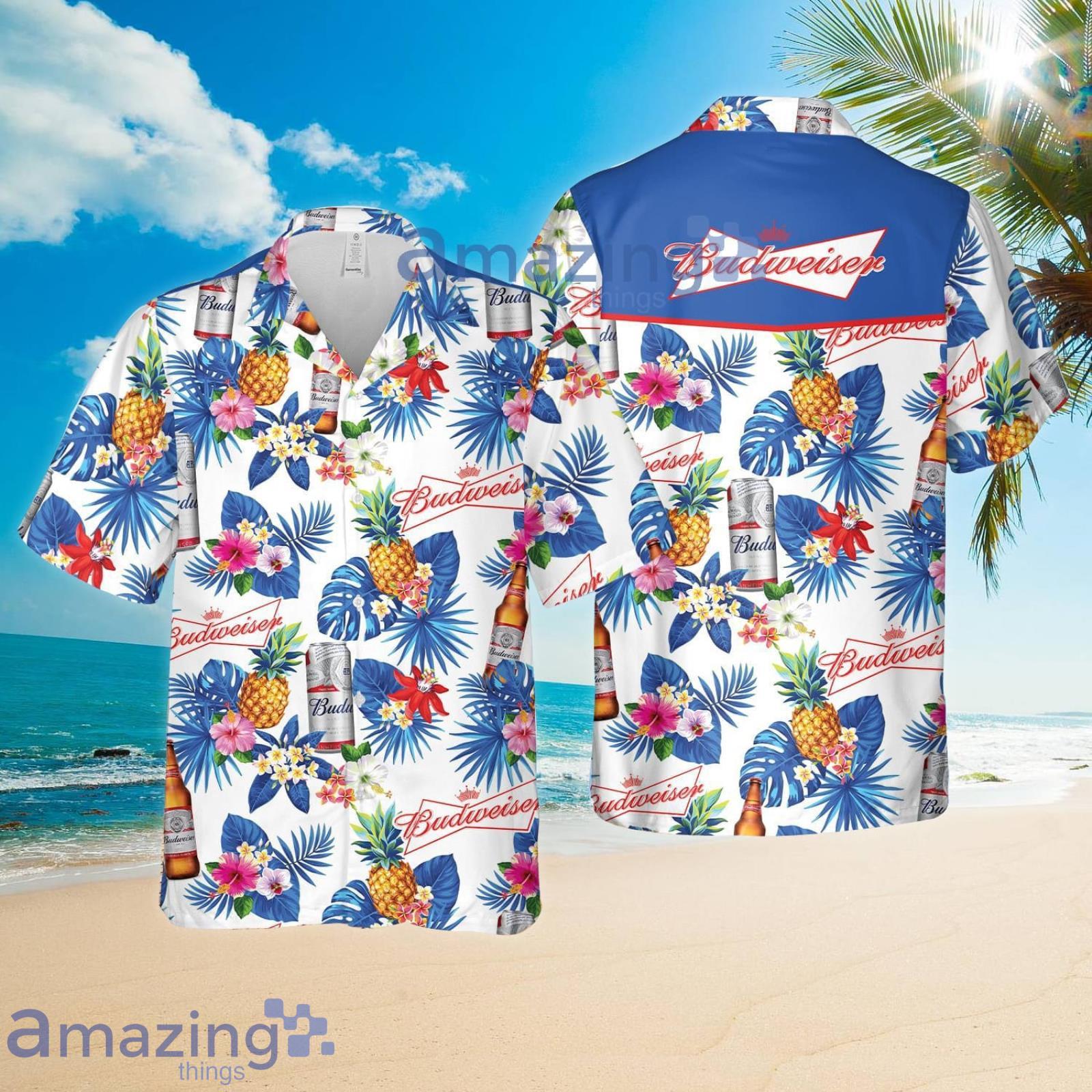 Budweiser Aloha Hawaii Style Beer Lovers Pineapple Summer Set Hawaiian Shirt And Shorts Product Photo 1