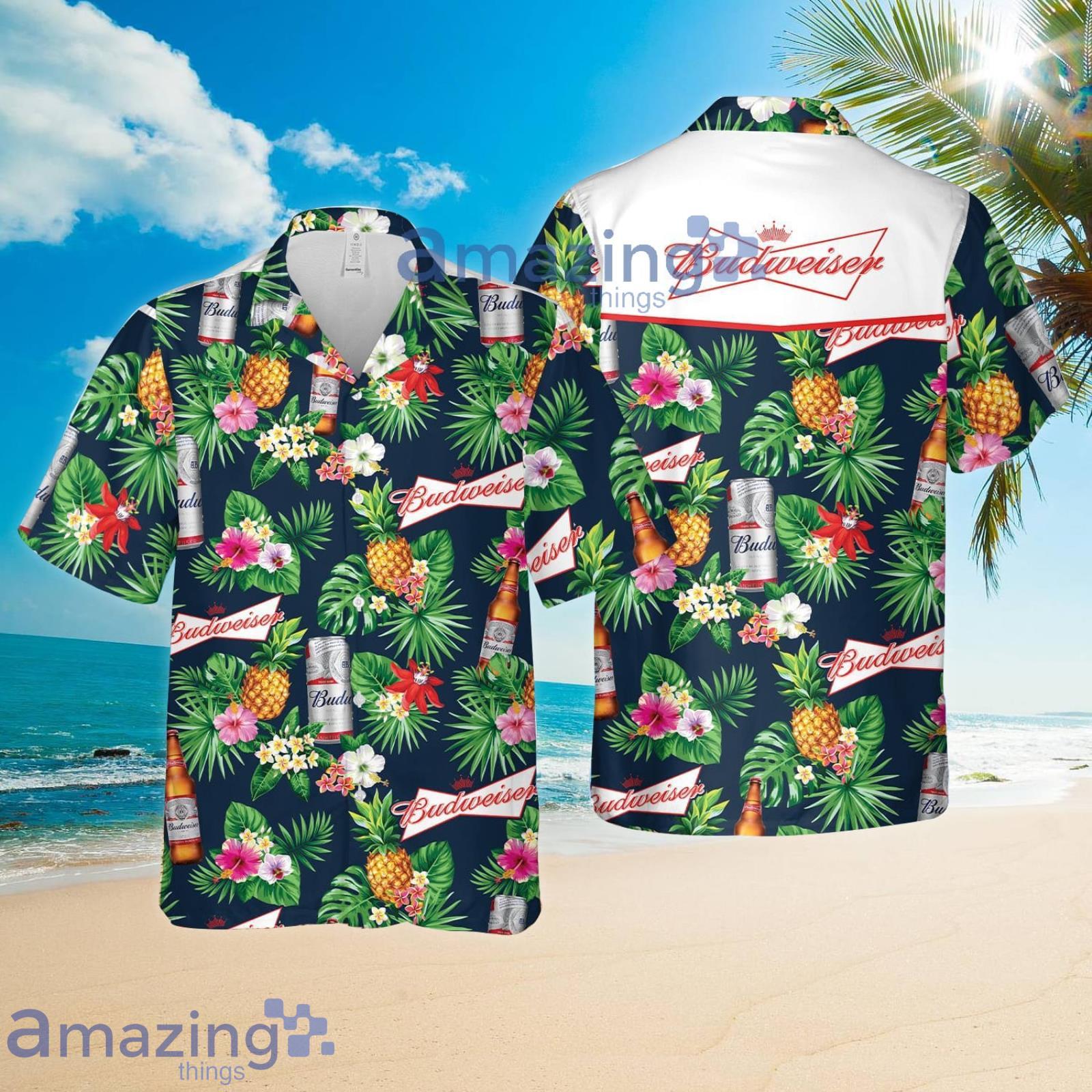 Budweiser Hawaii Style Beer Lovers Pineapple Summer Set Hawaiian Shirt And Shorts Product Photo 1