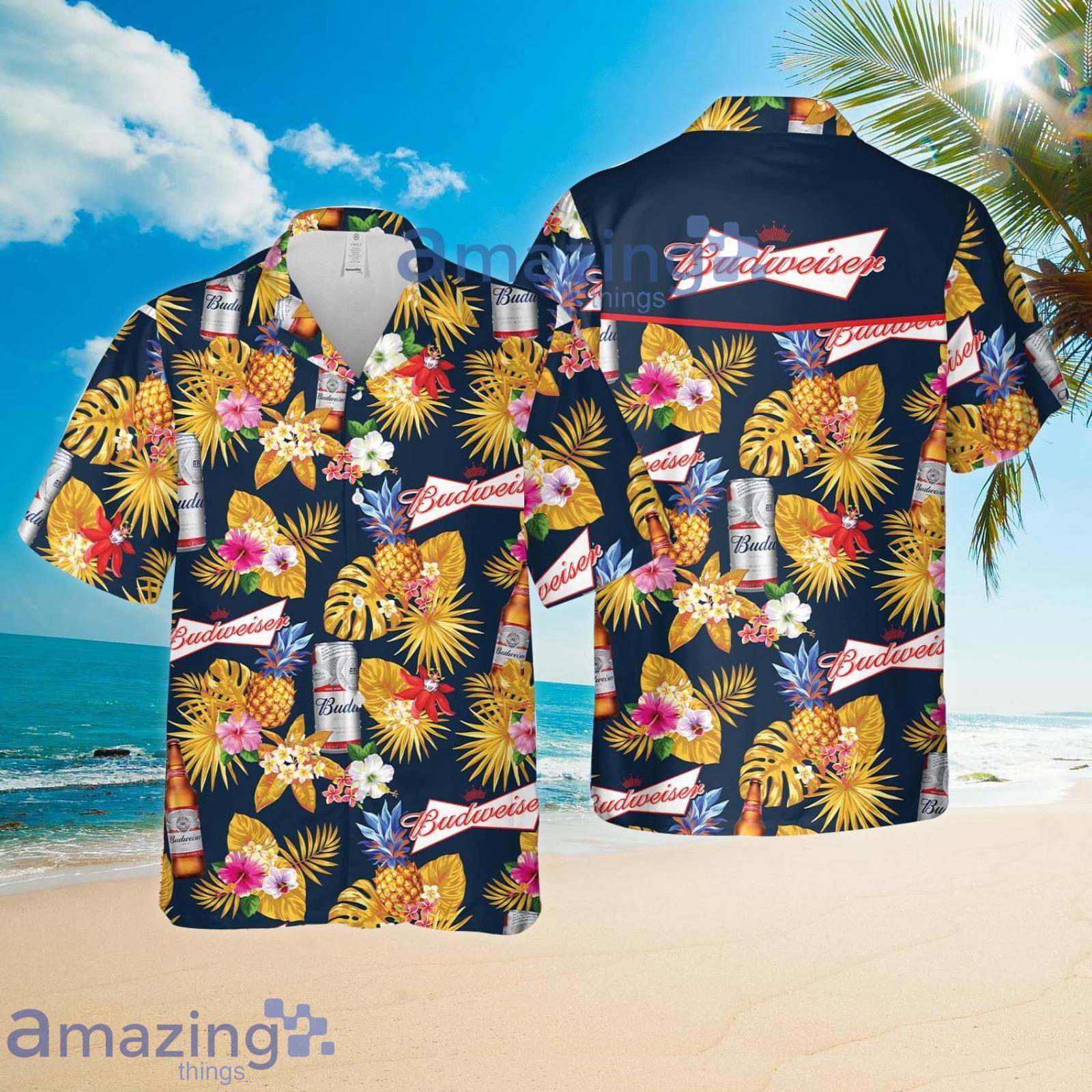 Budweiser Tropical Beach Hawaii Beer Lovers Pineapple Summer Set Hawaiian Shirt And Shorts Product Photo 1
