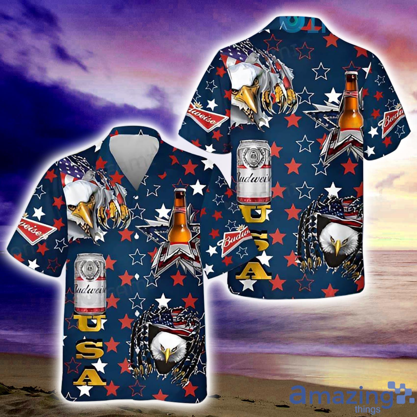 Budweiser Usa Eagle Beer Lovers Gift Short Sleeve Hawaiian Shirt For Men And Women Product Photo 1