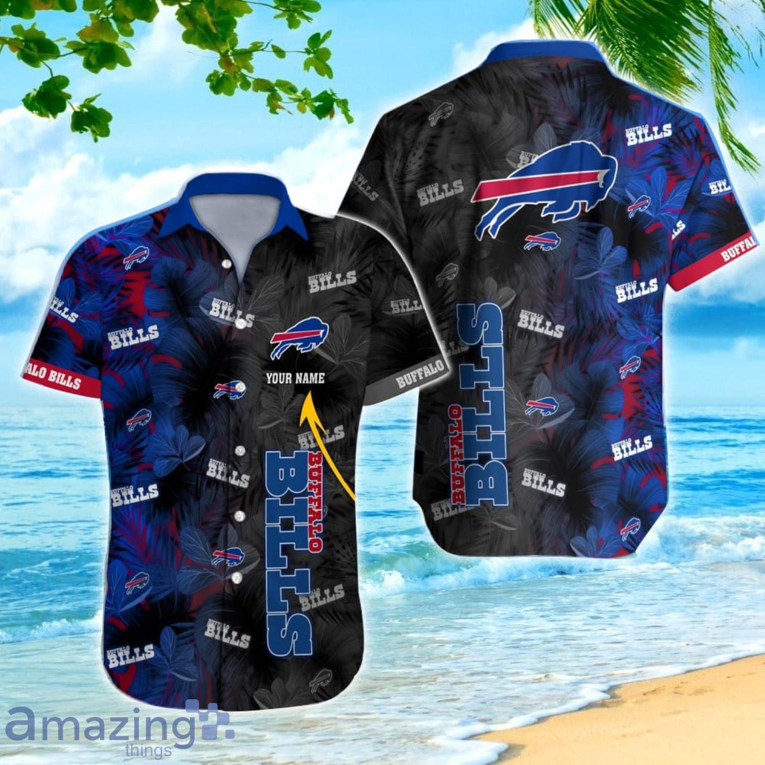 NFL Buffalo Bills Logo Leaf 3D Hawaiian Shirt For Fans Gift Summer