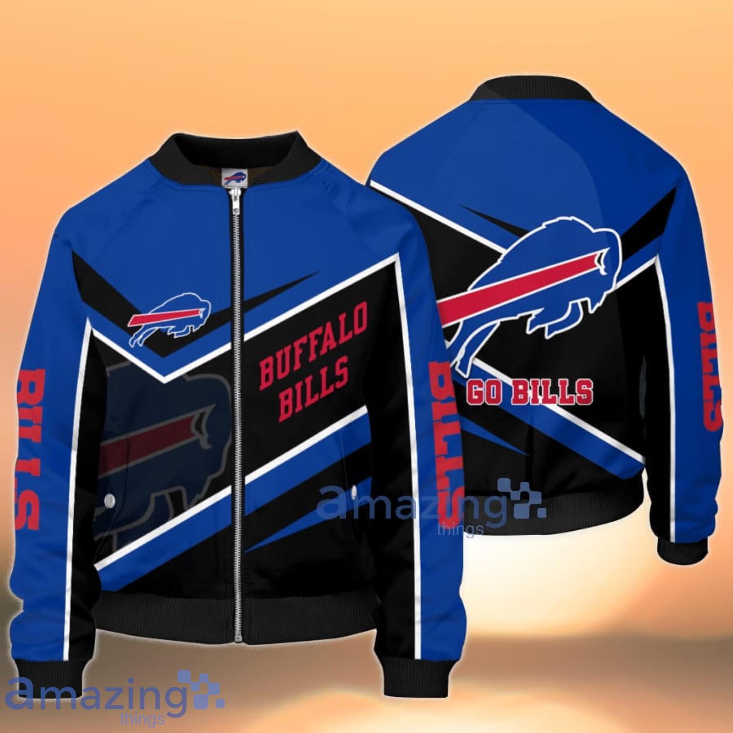 Buffalo Bills Professional Football Team Blue 3D Bomber Jacket For Fans