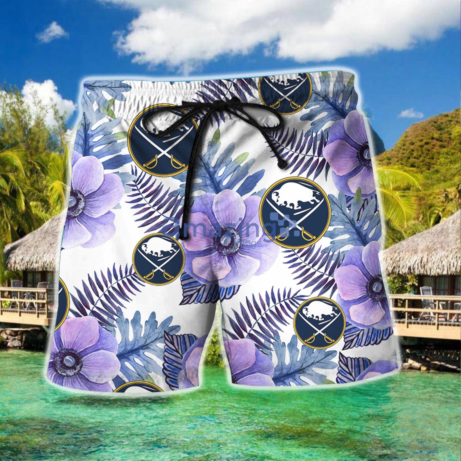 Buffalo Sabres Aloha Combo Hawaiian Shirt And Shorts Gift For Summer Vacation image Buffalo Sabres Aloha Combo Hawaiian Shirt And Shorts Gift For Summer Vacation Product Photo 2