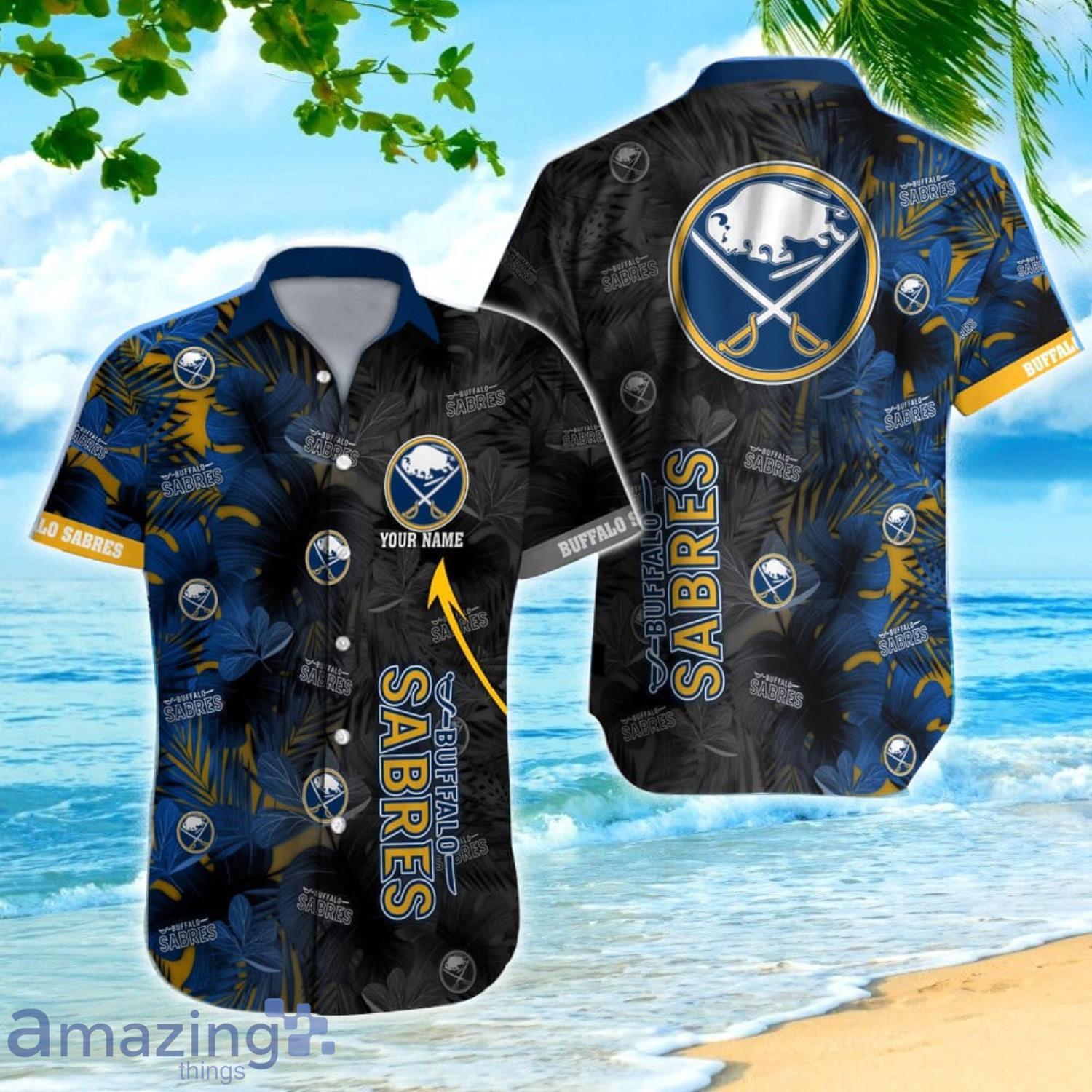 NHL Buffalo Sabres Hawaiian Shirt,Aloha Shirt,Palm Leaves Pattern