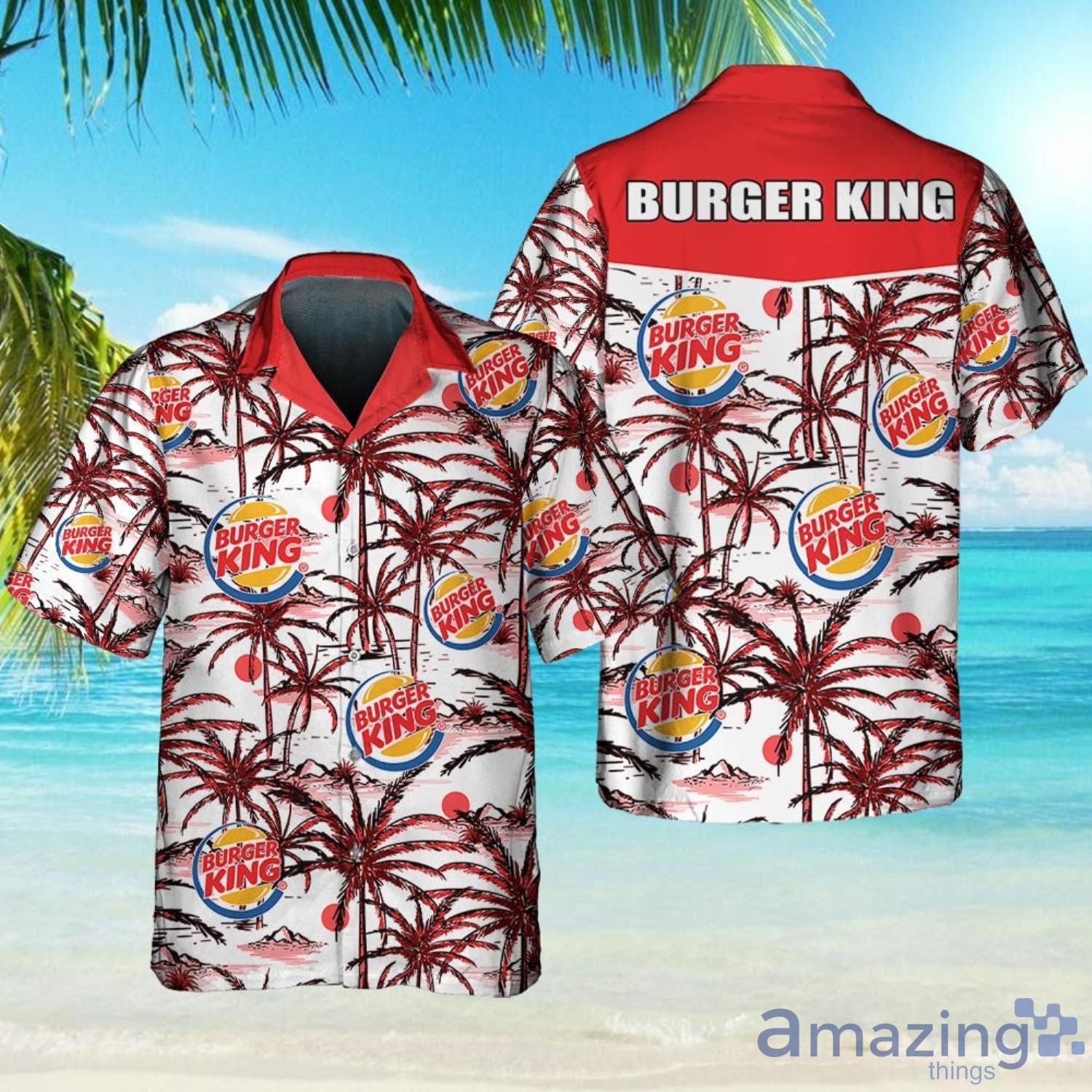 Burger King Food Tropical Flower Aloha Hawaiian Shirt And Beach Short Set And Short Product Photo 1