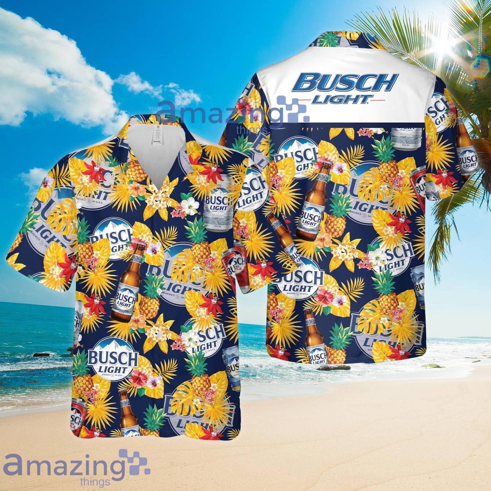Busch Light Beer Tropical Pineapple Tropical Flower Summer Set Hawaiian Shirt And Shorts Product Photo 1