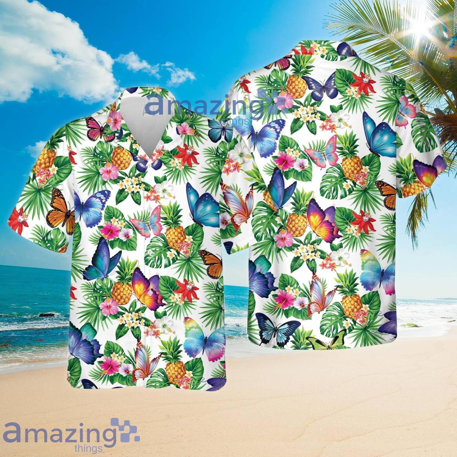 Butterfly Hawaii Style Pineapple Tropical Flower Summer Set Hawaiian Shirt And Shorts Product Photo 1