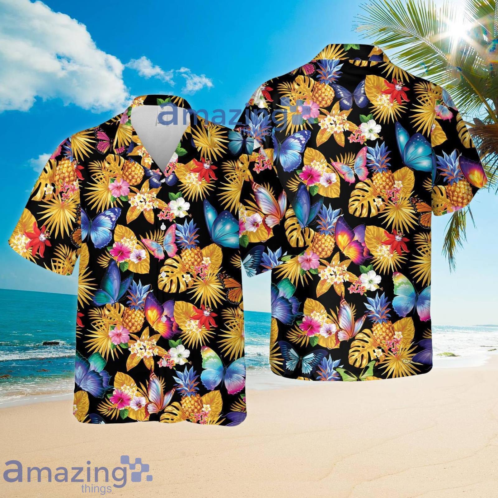 Butterfly Lovers Tropical Beach Pineapple Tropical Flower Summer Set Hawaiian Shirt And Shorts Product Photo 1