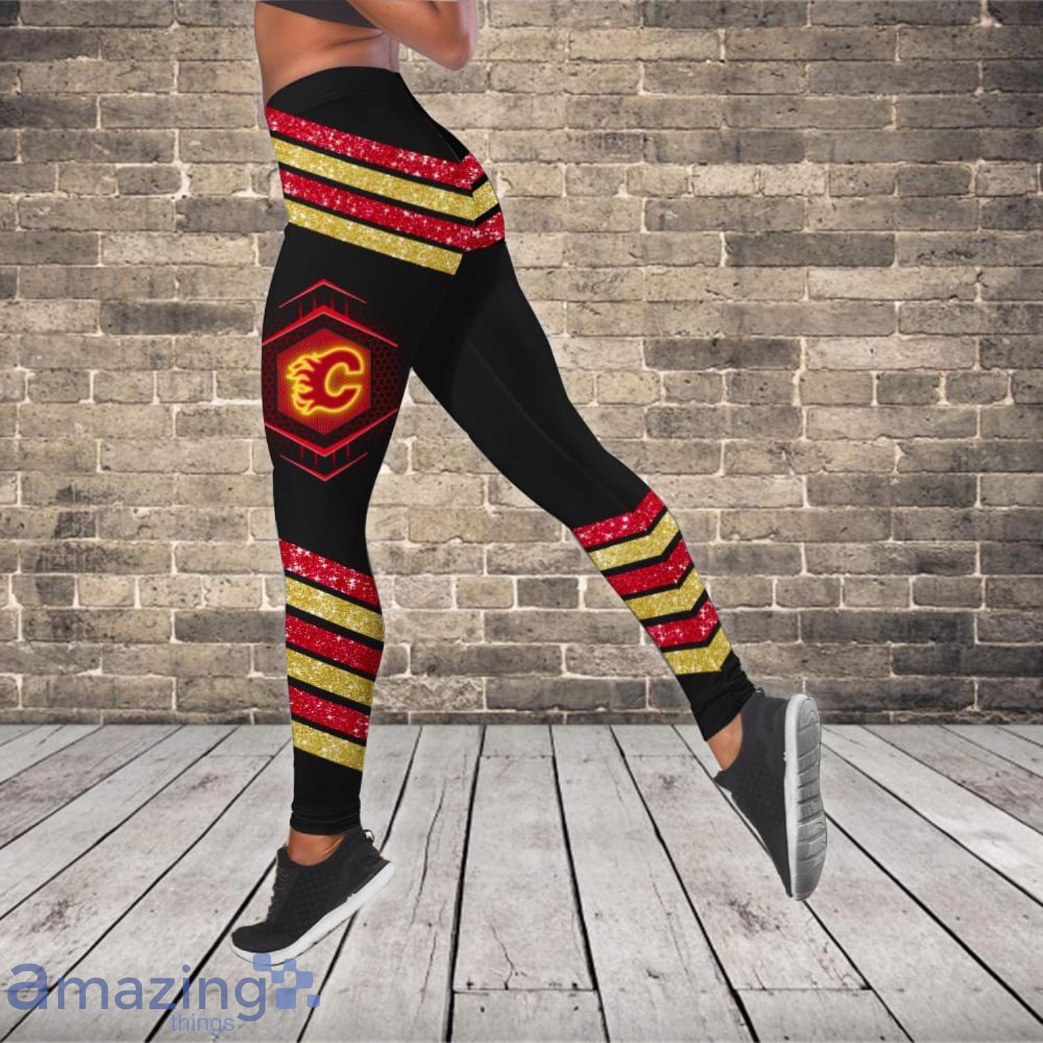 Calgary Flames Personalized Name Combo Hollow Tank Top And Leggings For Fans Product Photo 1