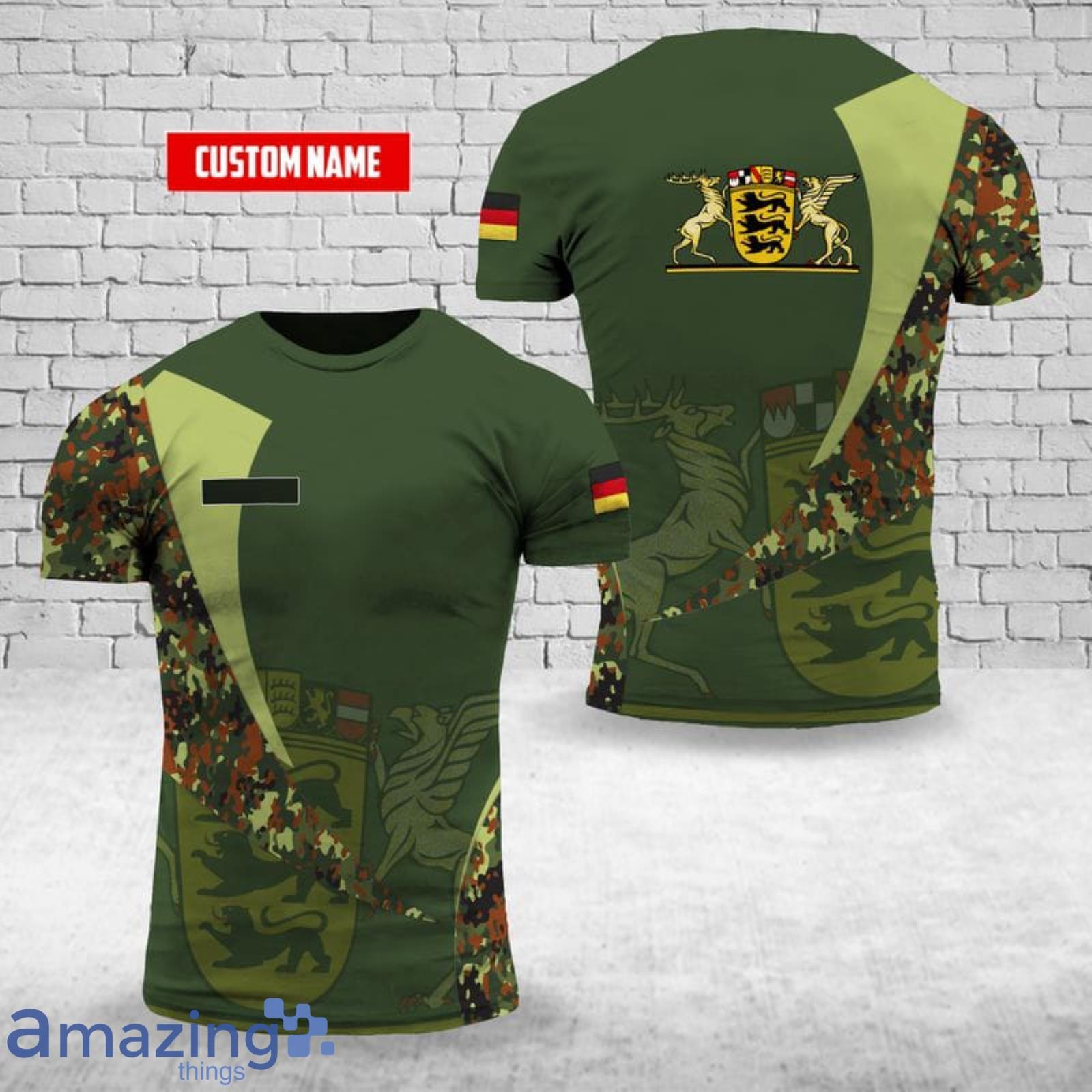 Camo Personalized Name Germany Baden-Wurttemberg 3D T-Shirt Product Photo 1