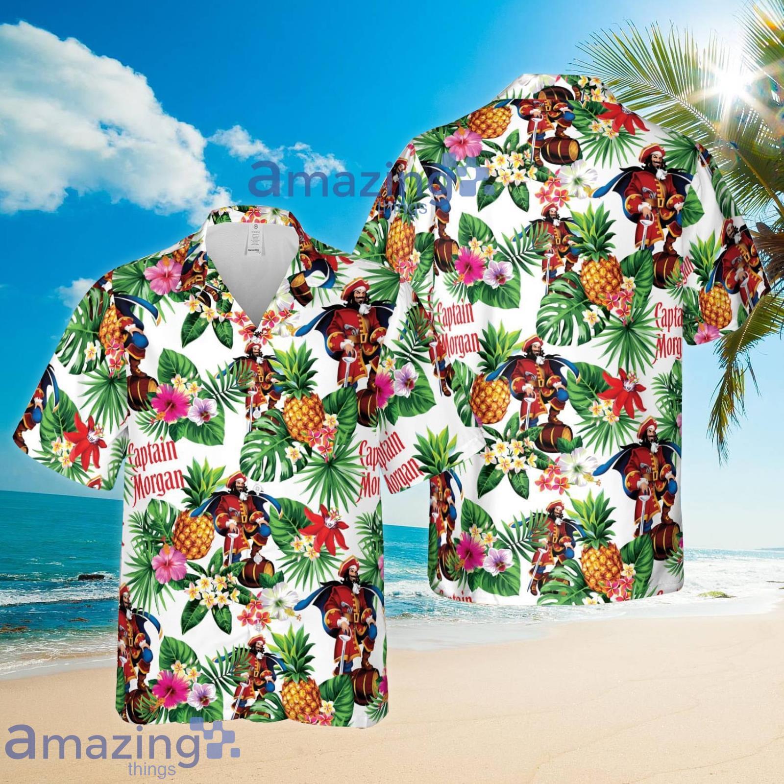 Captain Morgan Aloha Hawaii Beach Pineapple Tropical Flower Summer Set Hawaiian Shirt And Shorts Product Photo 1