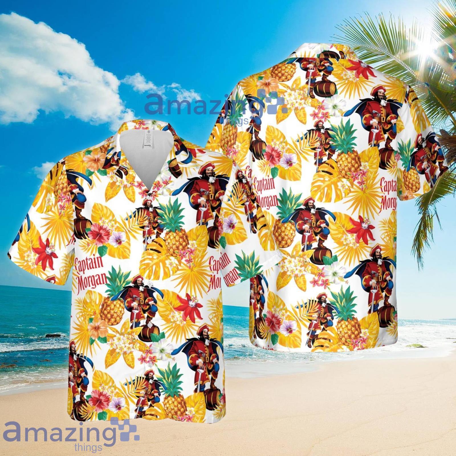 Captain Morgan Beach Hawaii Style Pineapple Tropical Flower Summer Set Hawaiian Shirt And Shorts Product Photo 1