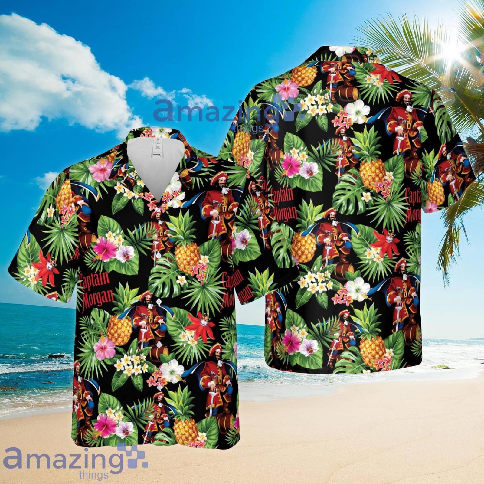 Captain Morgan Hawaii Style Beach Pineapple Tropical Flower Summer Set Hawaiian Shirt And Shorts Product Photo 1