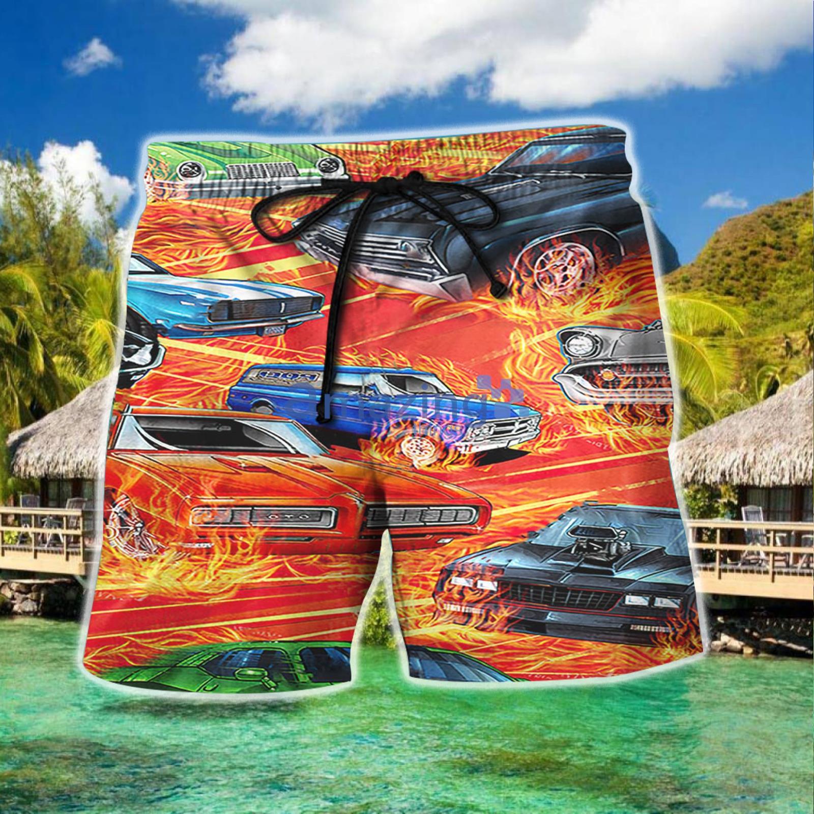 Car On Fire Combo Hawaiian Shirt And Shorts Gift For Summer Vacation image Car On Fire - Combo Hawaiian Shirt And Shorts Gift For Summer Vacation Product Photo 2
