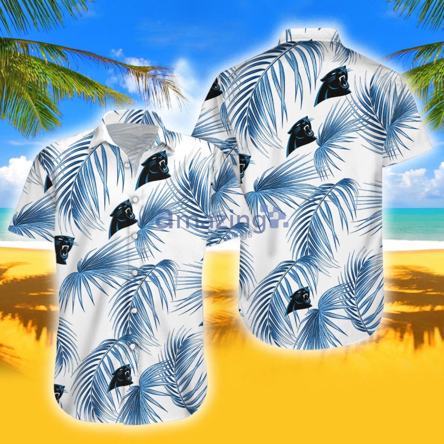 Carolina Panthers Short Sleeve Button Up Tropical Aloha Hawaiian