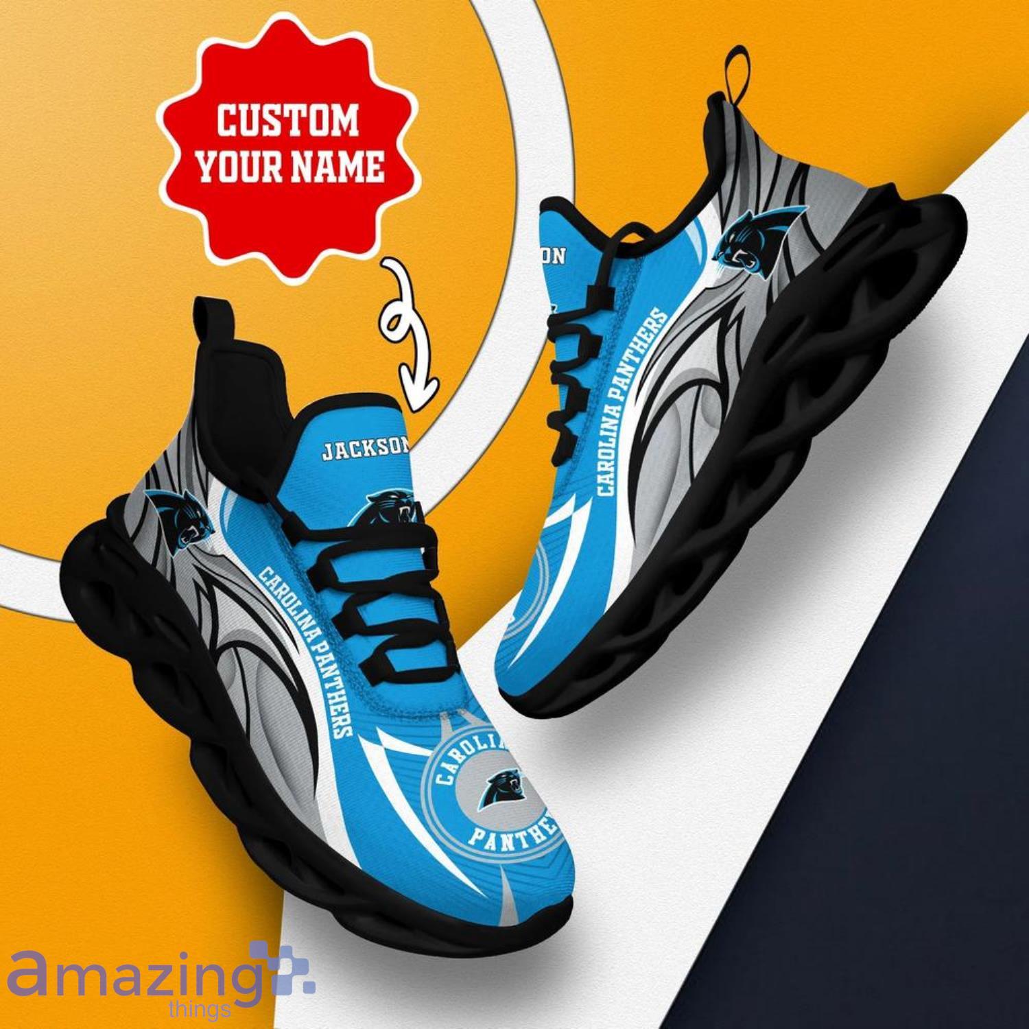 Carolina Panthers NFL Max Soul Shoes Custom Name Running Shoes image Carolina Panthers NFL Max Soul Shoes Custom Name Running Shoes Product Photo 2