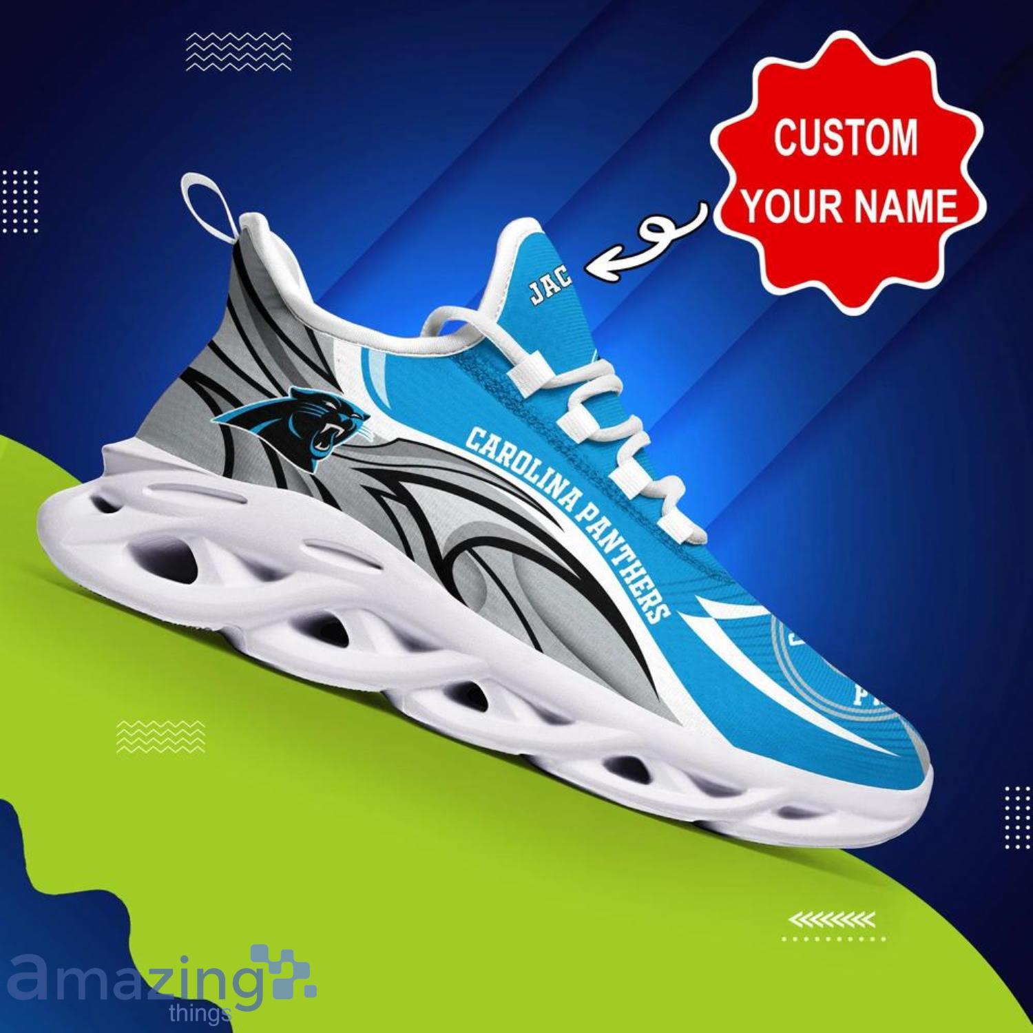 Carolina Panthers NFL Max Soul Shoes Custom Name Running Shoes image Carolina Panthers NFL Max Soul Shoes Custom Name Running Shoes Product Photo 3
