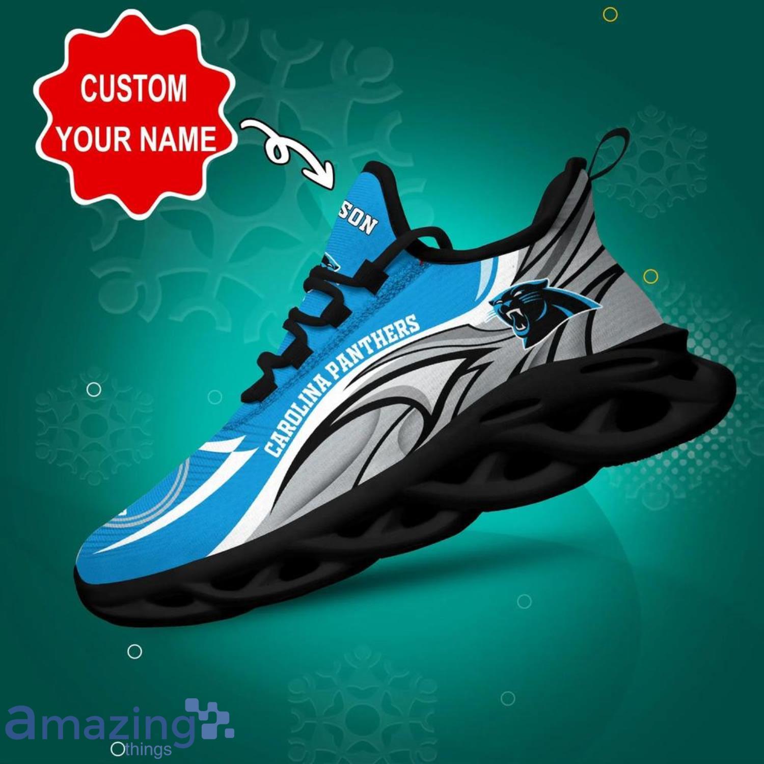 Carolina Panthers NFL Max Soul Shoes Custom Name Running Shoes Product Photo 1