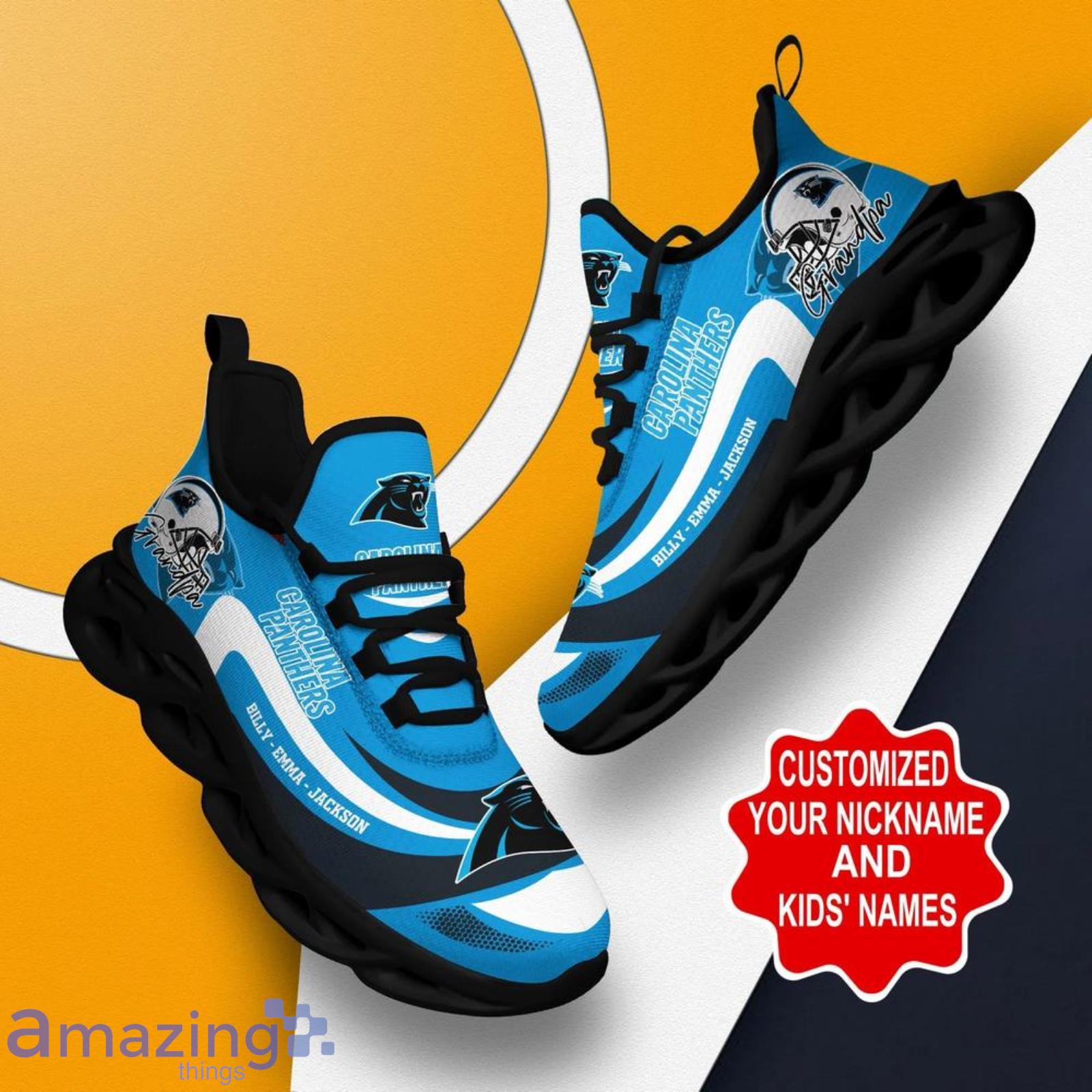 Carolina Panthers NFL Max Soul Shoes Custom Name Running Sneakers Product Photo 1
